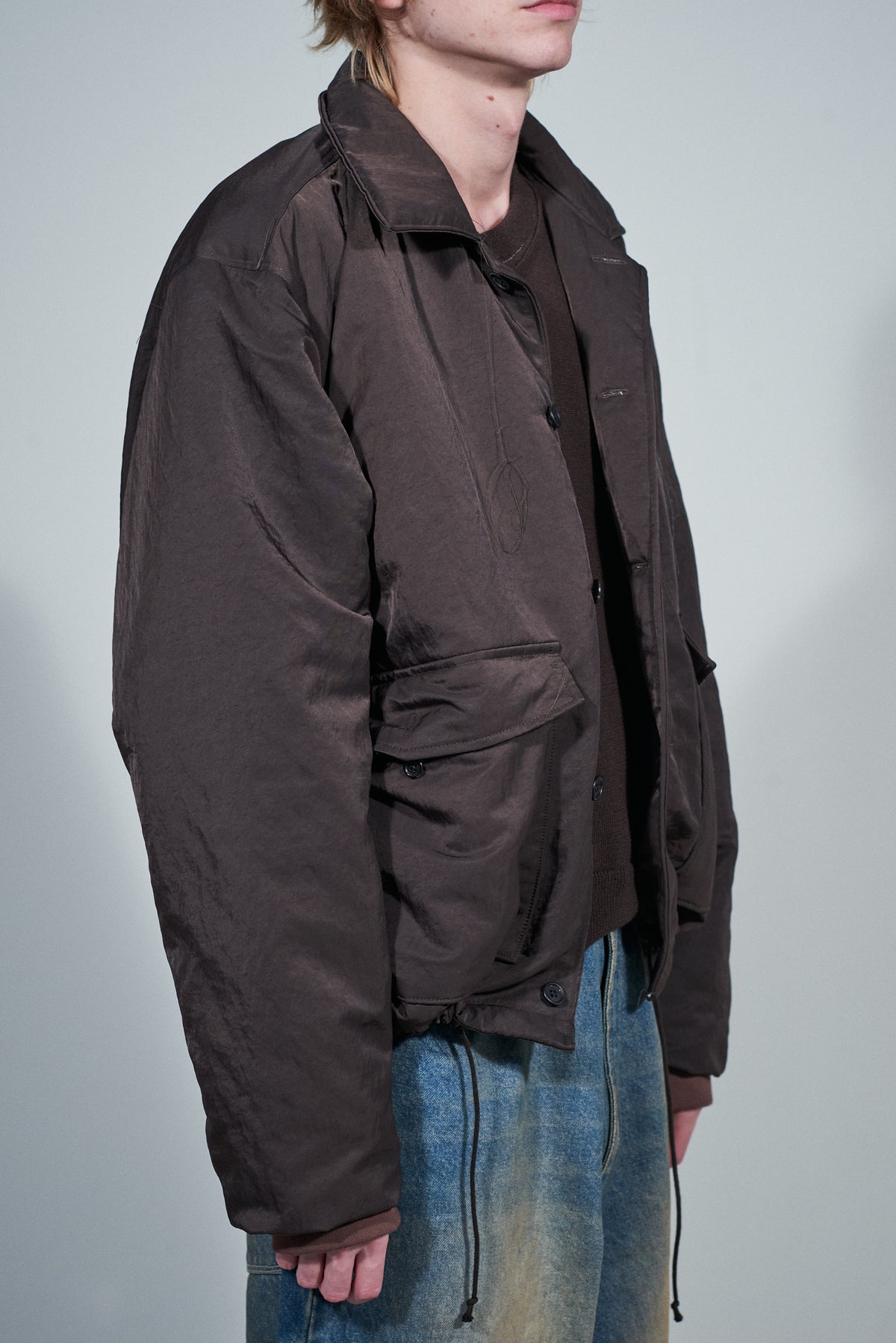 CF.22.10.05.01 PUFFED SIMPLE JACKET technical nylon brown