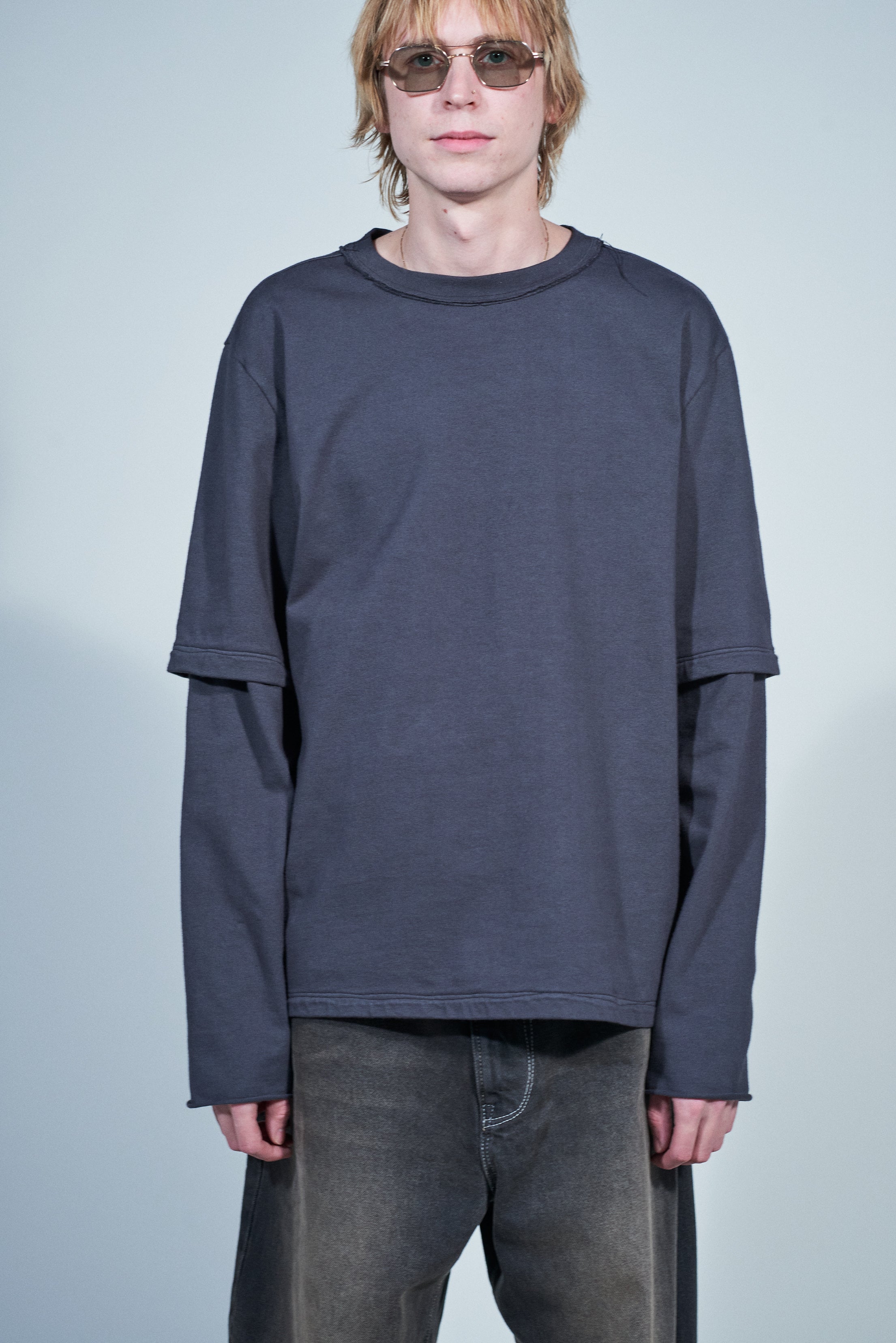 CF.22.01.06.01 DOUBLE SLEEVE BIG TEE heavy jersey grey green