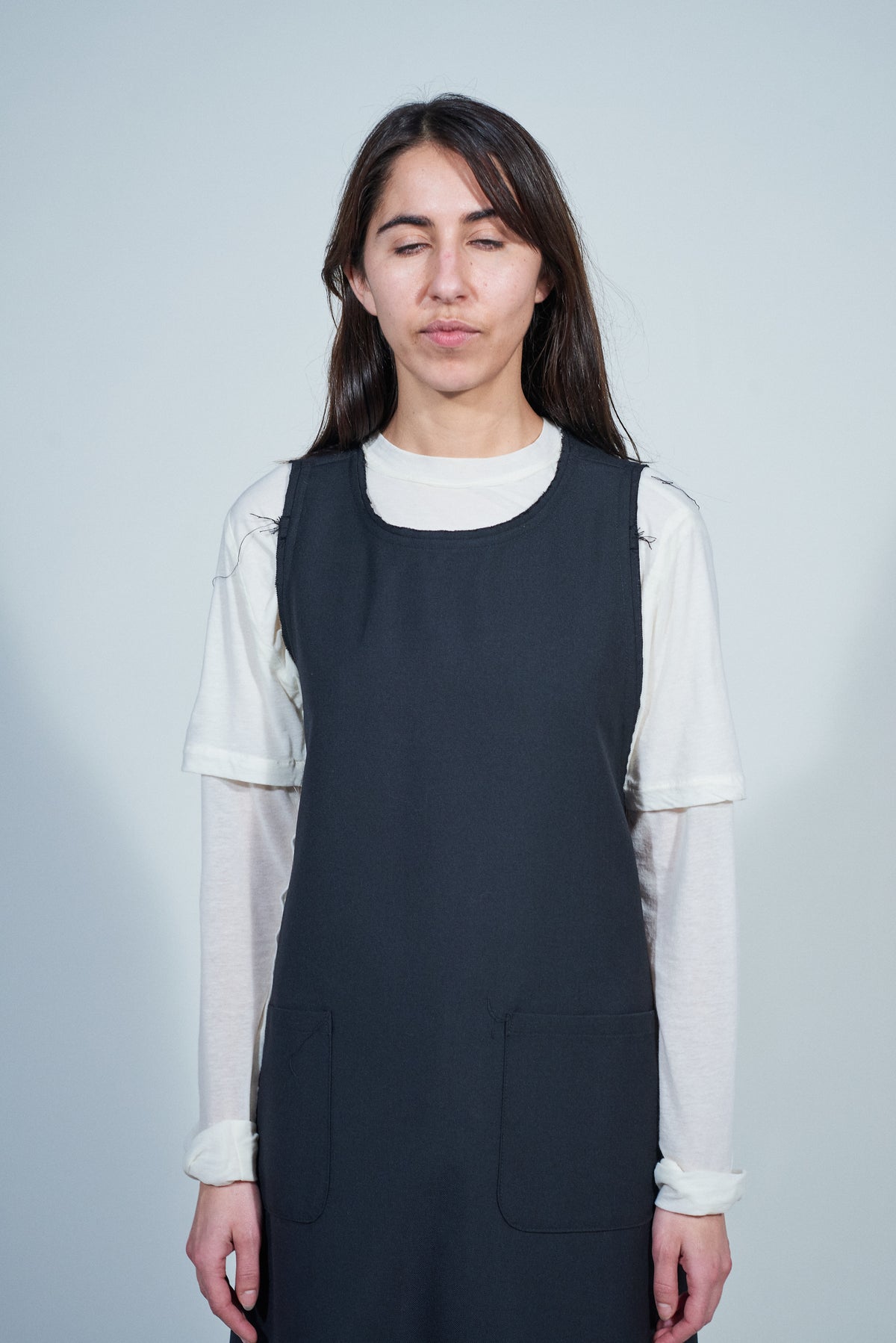 CF.22.08.06.02 WRAP DRESS poly / wool twill black
