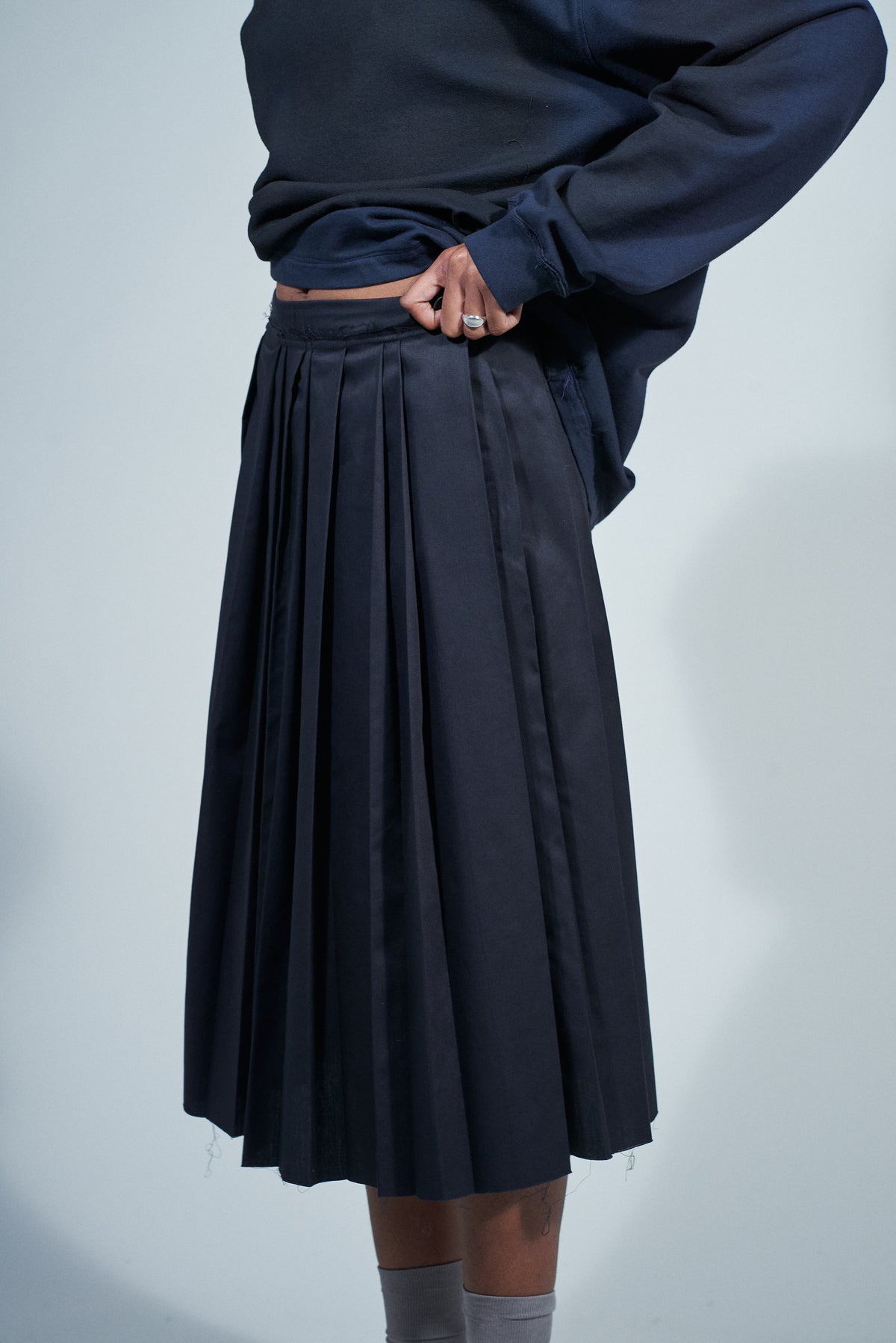 CF.22.07.04.01 PLEAT SKIRT poly/cotton black