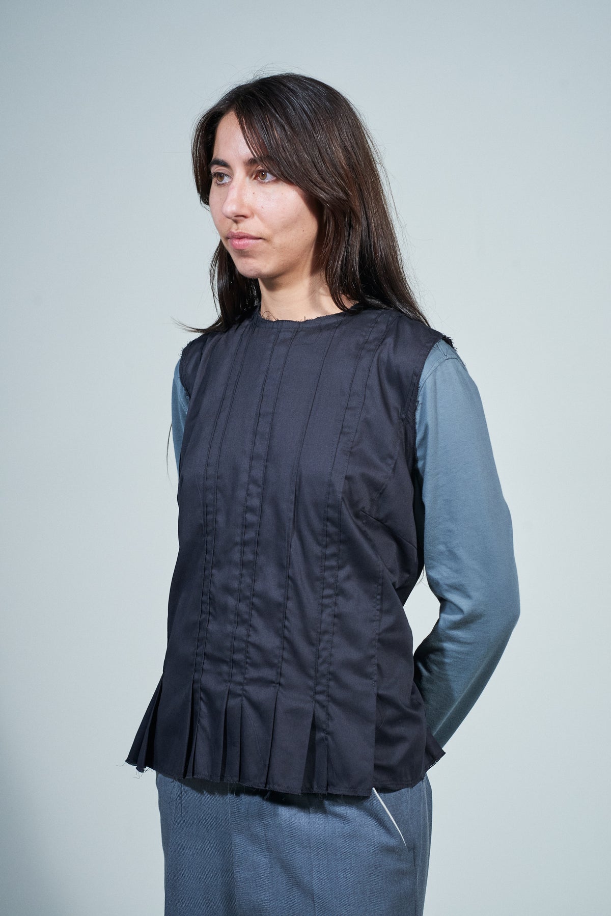 CF.22.05.03.01 PLEAT TOP poly/cotton black