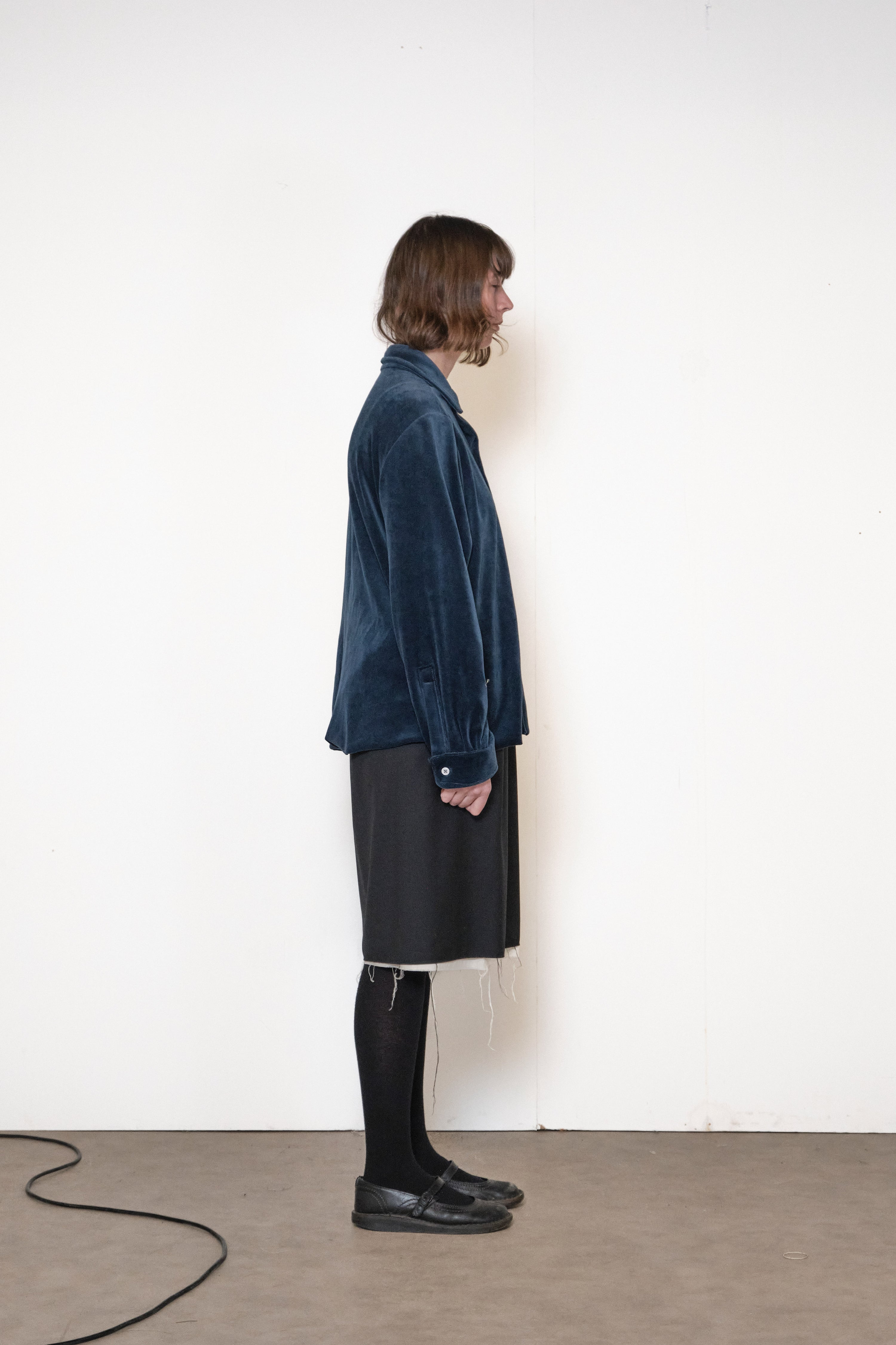ONE OFF VELOUR BASIC SHIRT blue