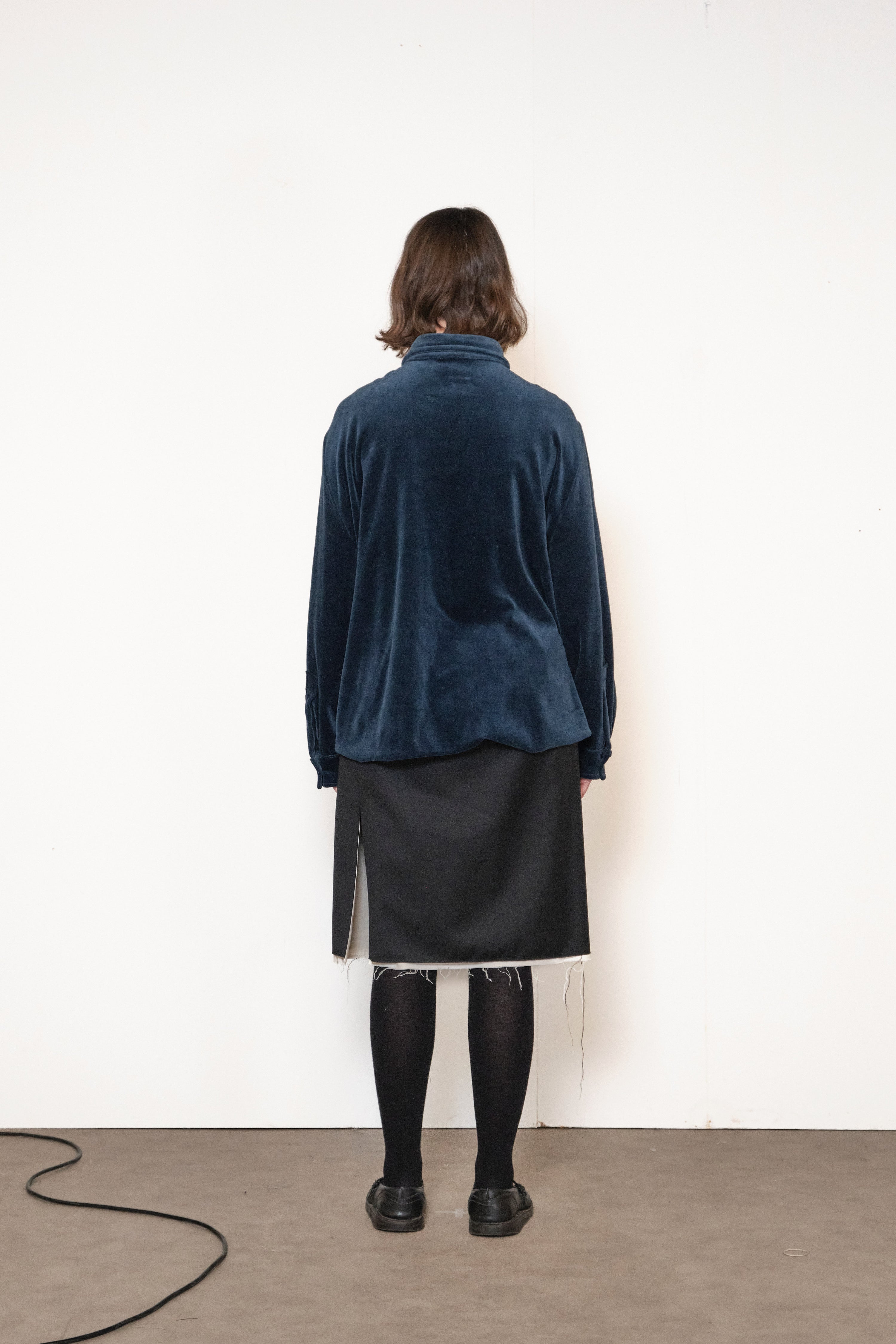 ONE OFF VELOUR BASIC SHIRT blue