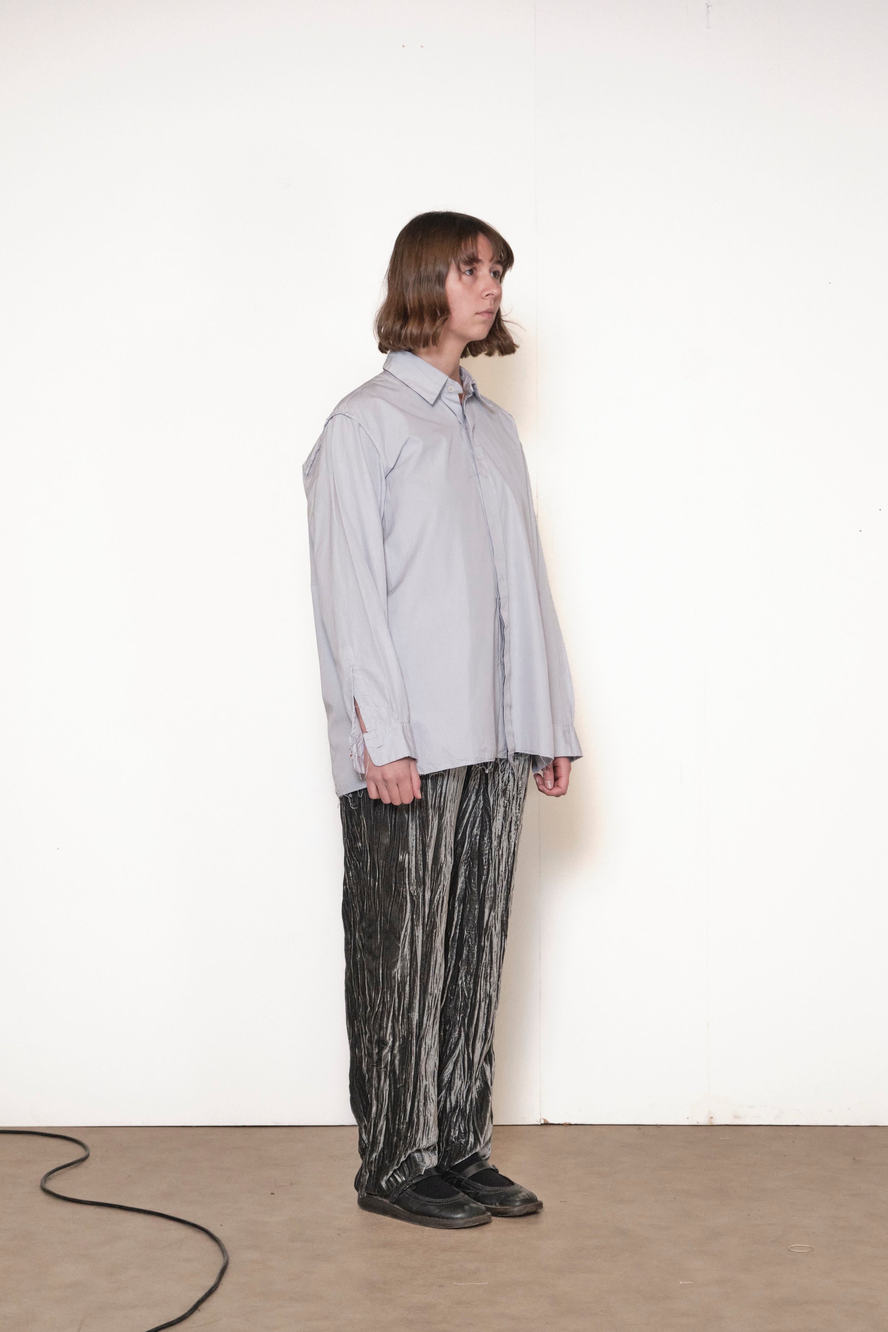 ONE OFF SILK VELVET PANTS grey