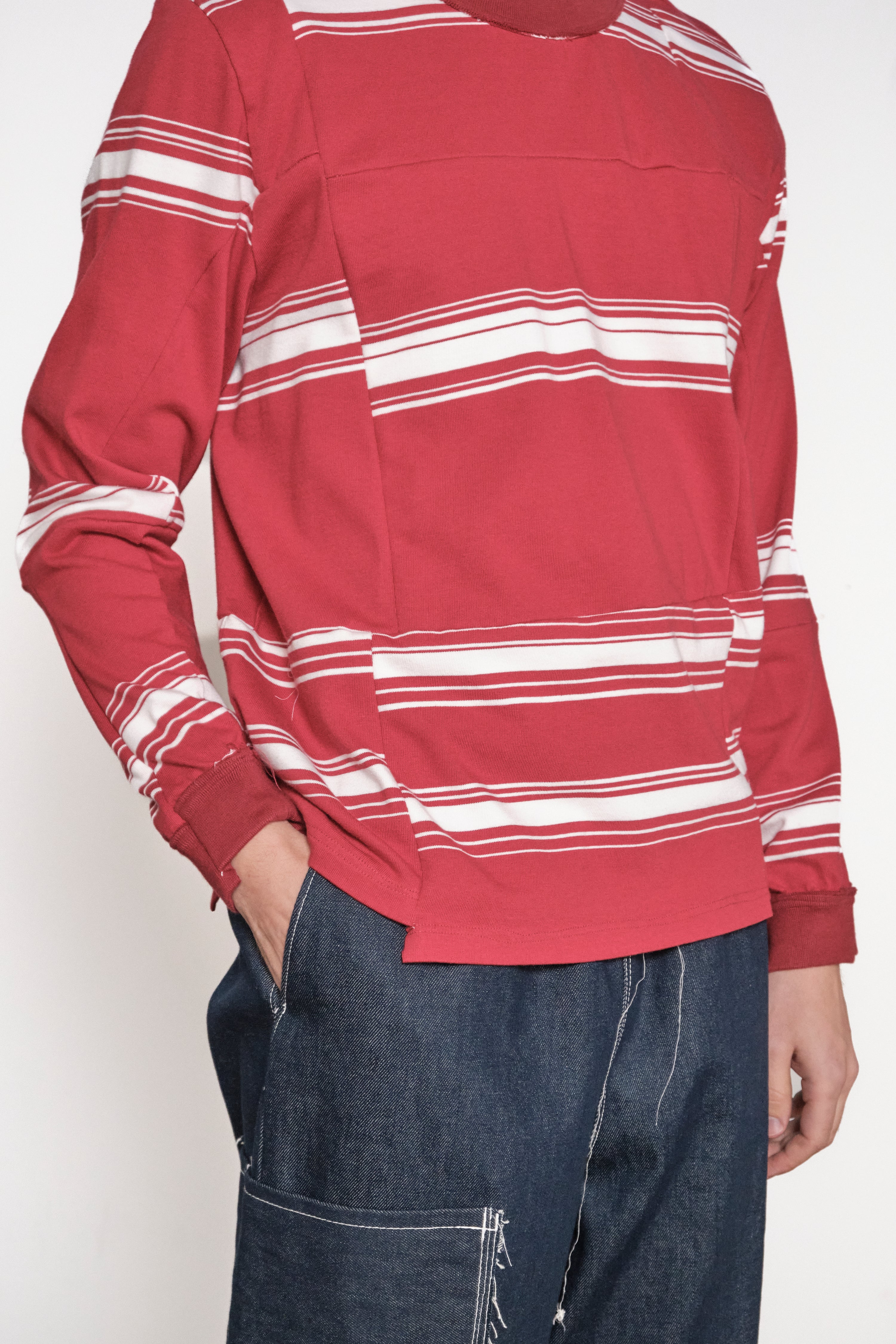 ONE OFF PANNEL TEE LS red