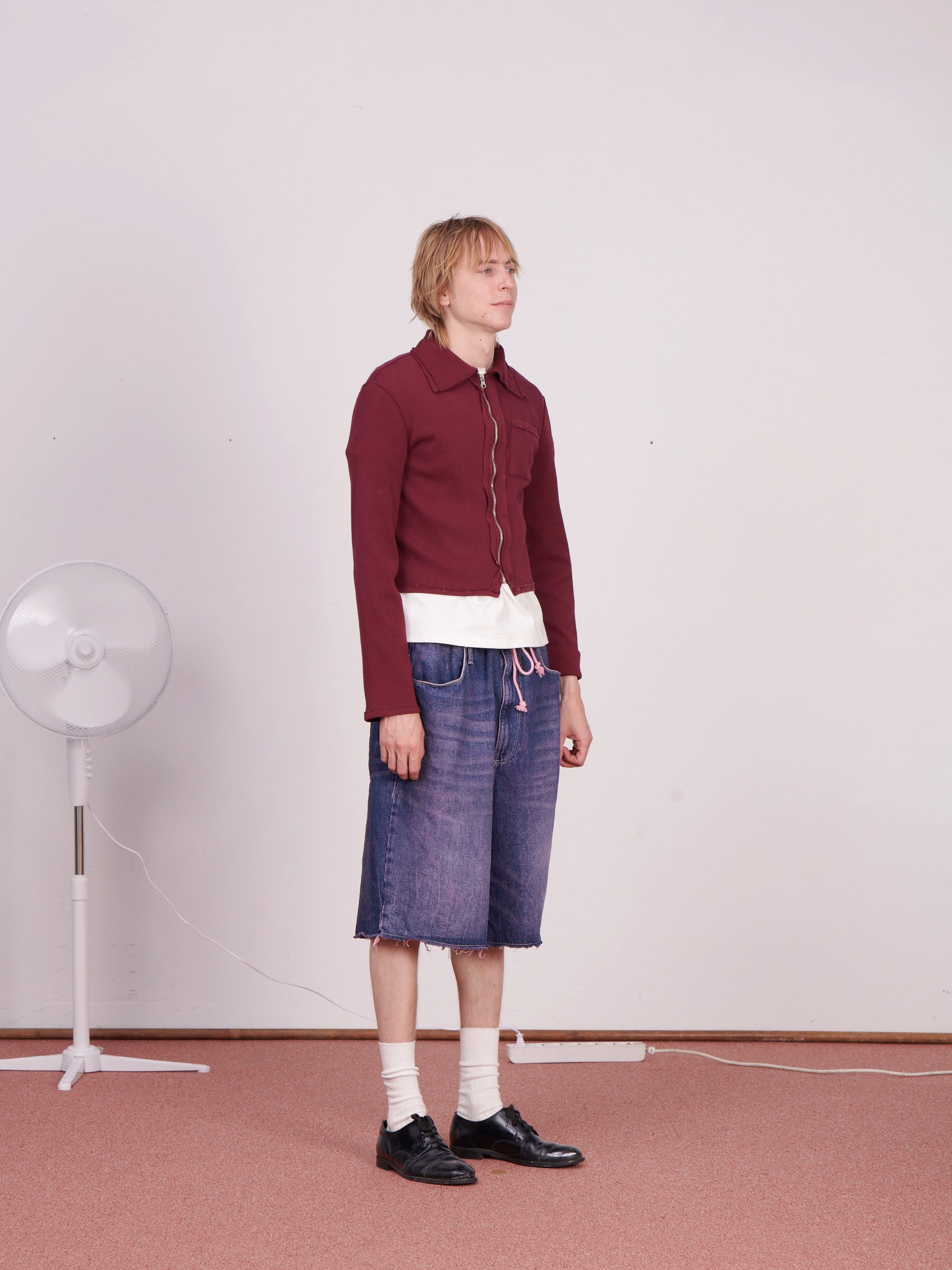 CF.23.01.08.01 FITTED RIB ZIP-CARDI 2x1 heavy rib burgundy
