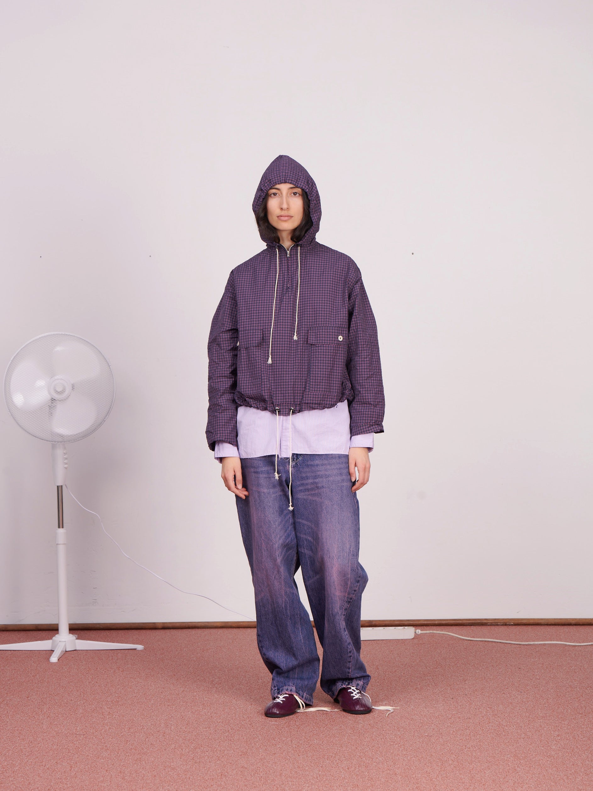 CF.23.09.04.02 OVERHEAD JACKET technical polyester navy/red check