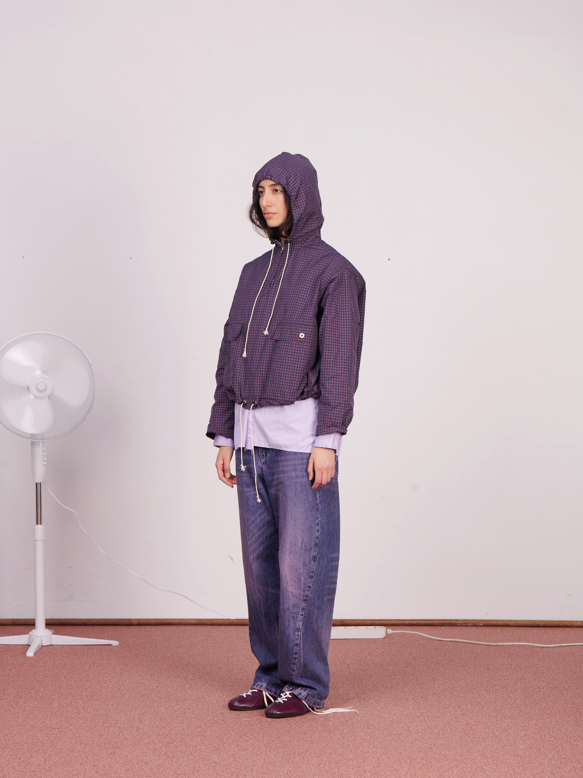 CF.23.09.04.02 OVERHEAD JACKET technical polyester navy/red check