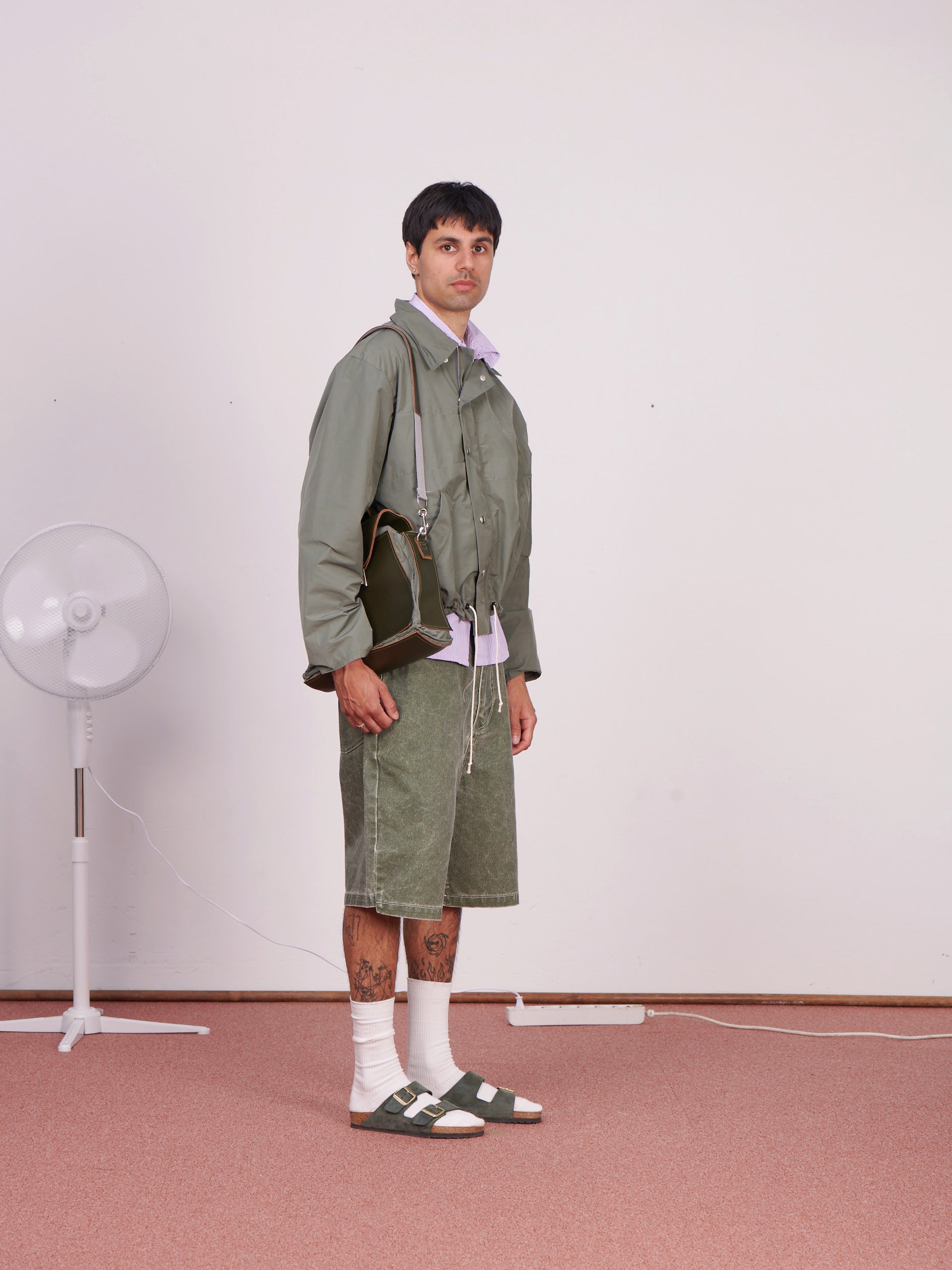 CF.23.10.02.01 STRIPE SIMPLE JACKET technical dark sage