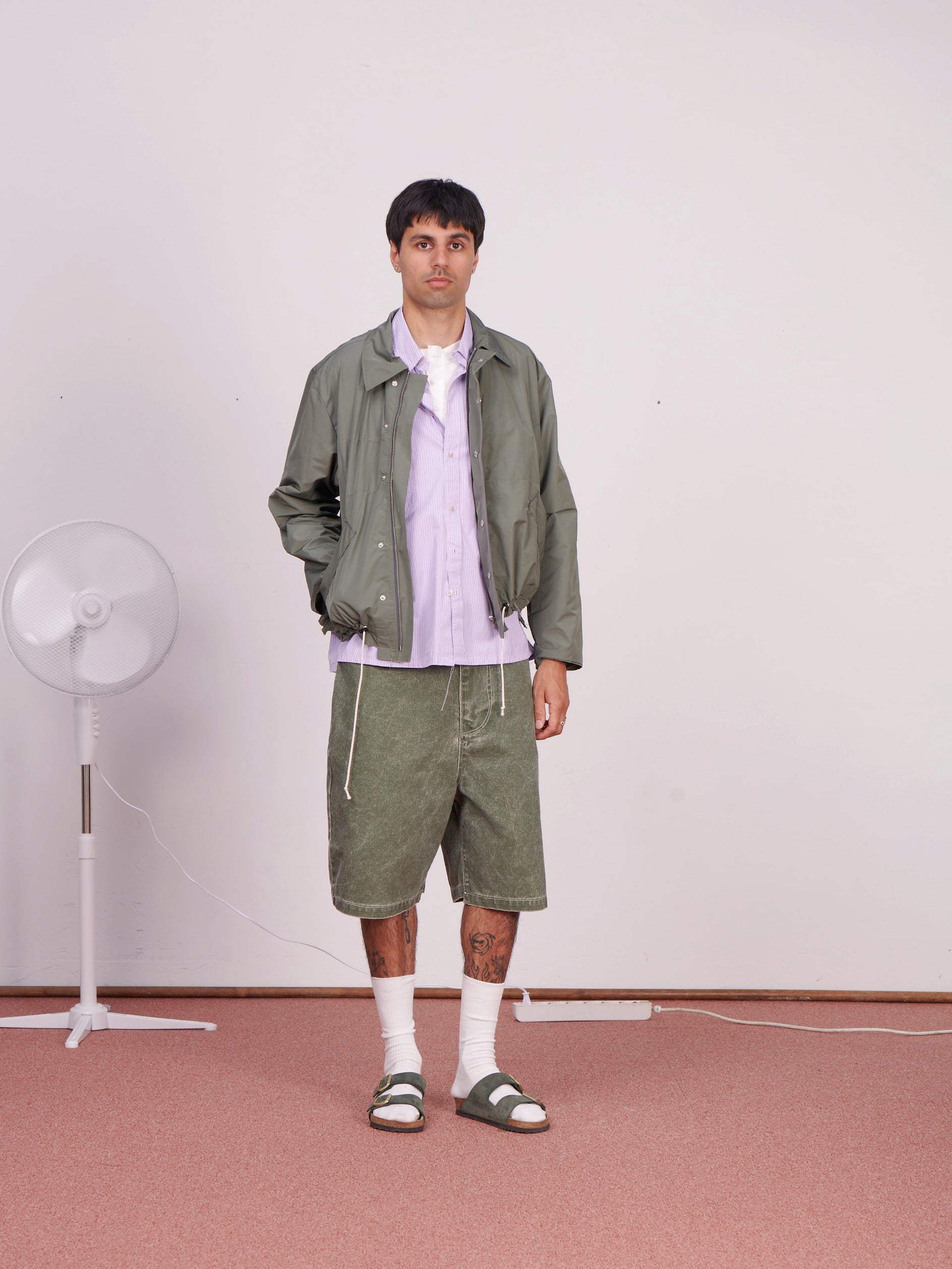 CF.23.10.02.01 STRIPE SIMPLE JACKET technical dark sage