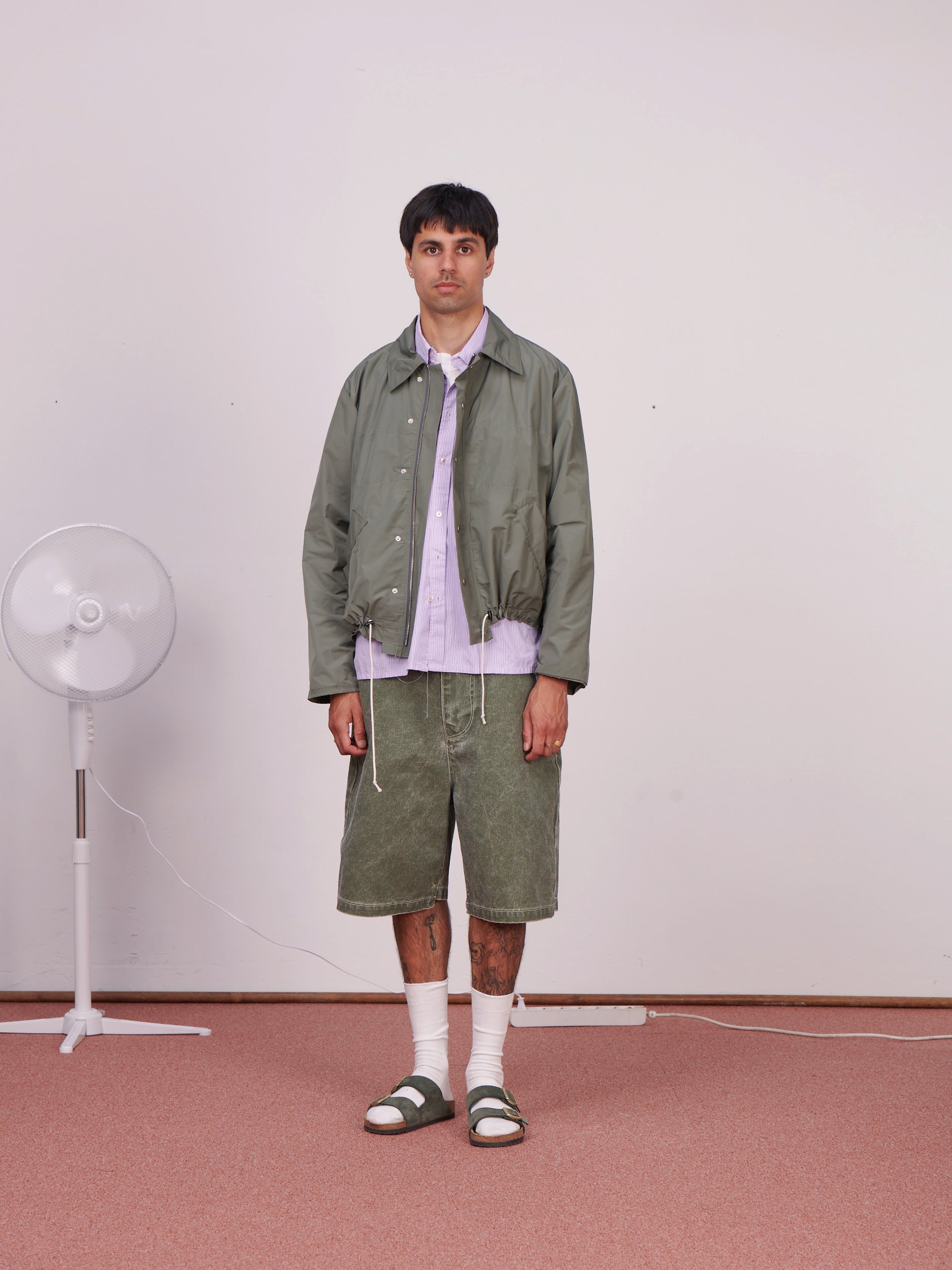 CF.23.10.02.01 STRIPE SIMPLE JACKET technical dark sage