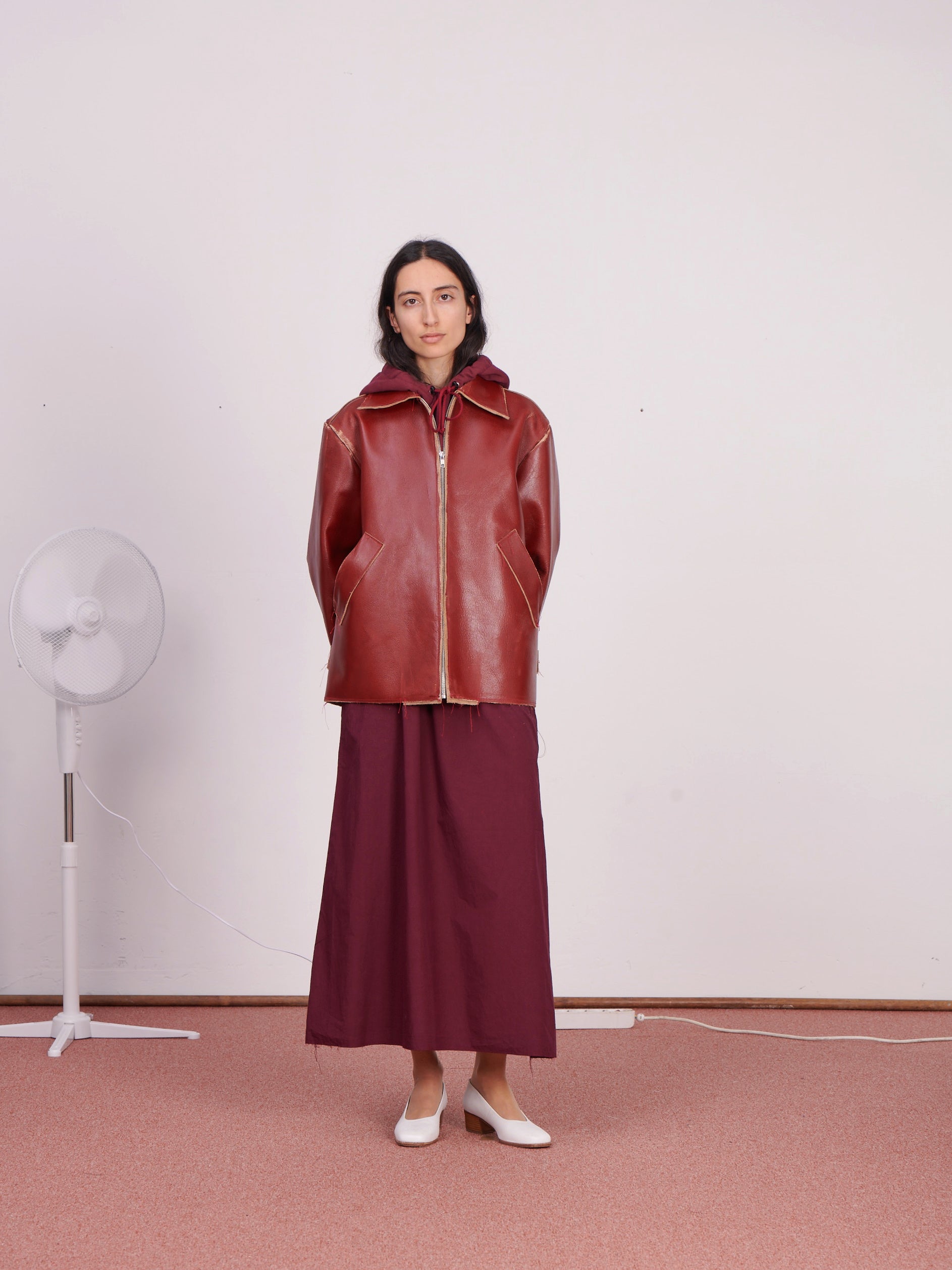 CF.23.16.02.01 SIMPLE JACKET cow leather red cracked
