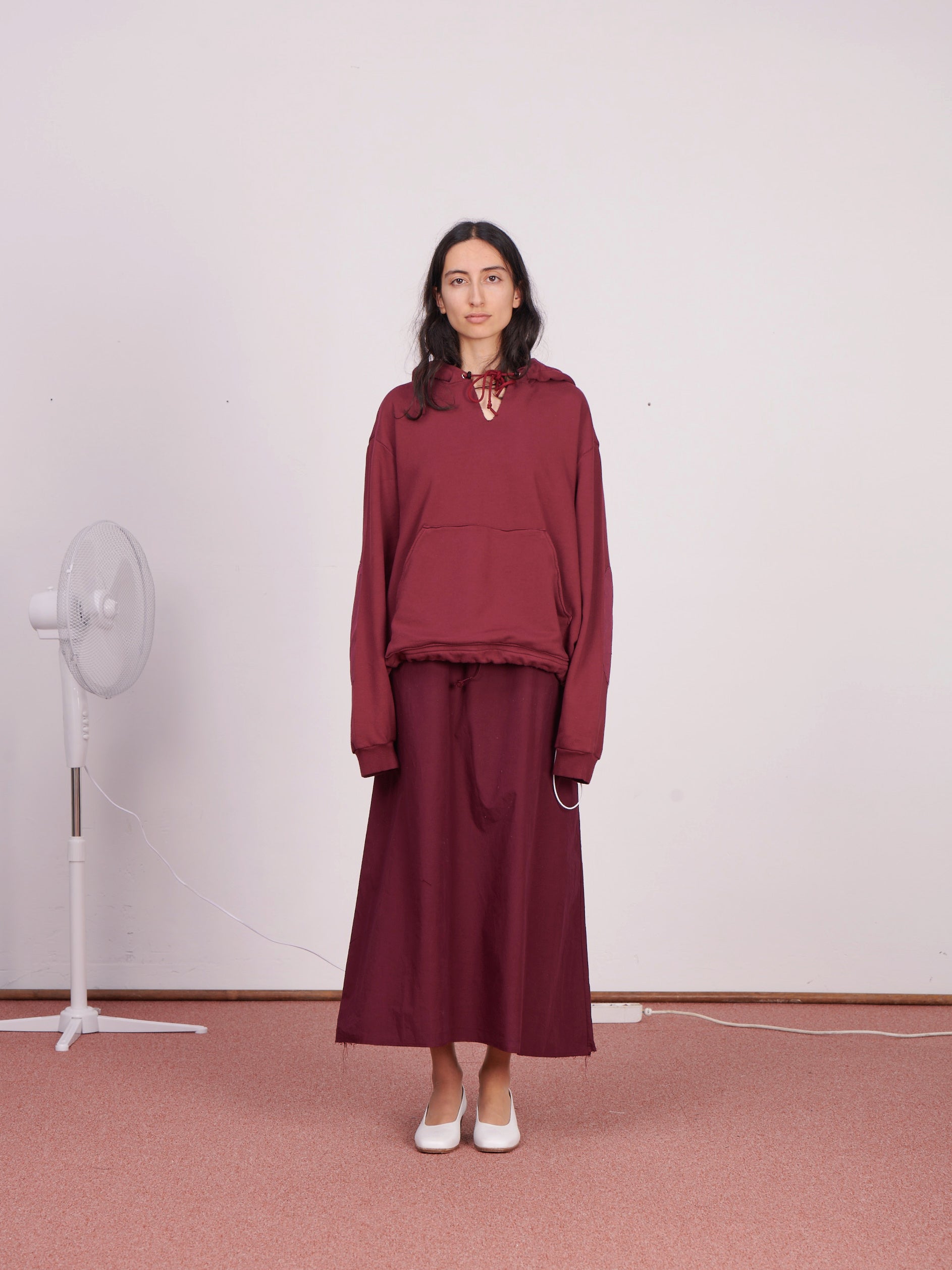 CF.23.02.03.01 ANORAK HOODIE heavy diagonal sweat burgundy