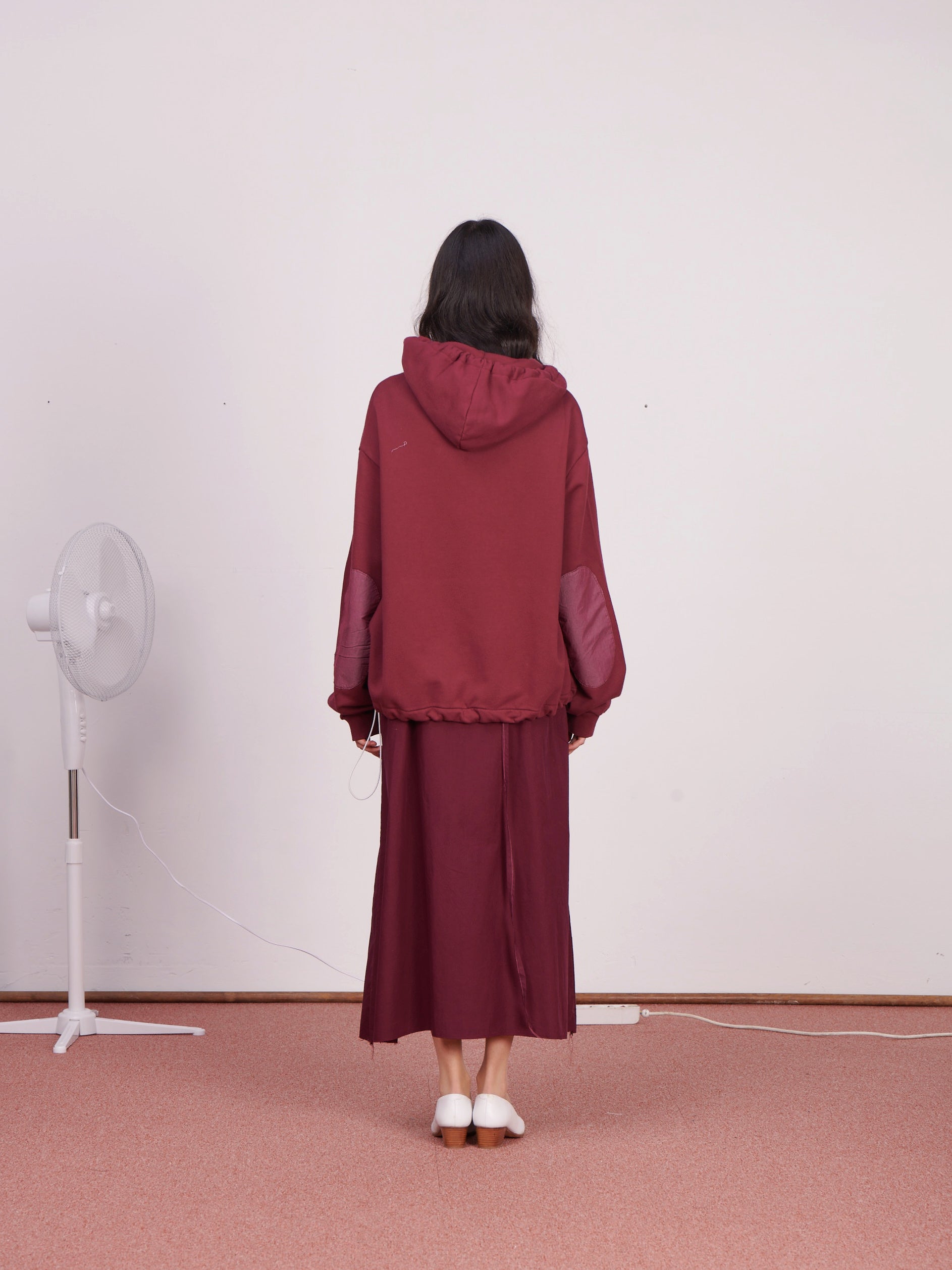 CF.23.02.03.01 ANORAK HOODIE heavy diagonal sweat burgundy
