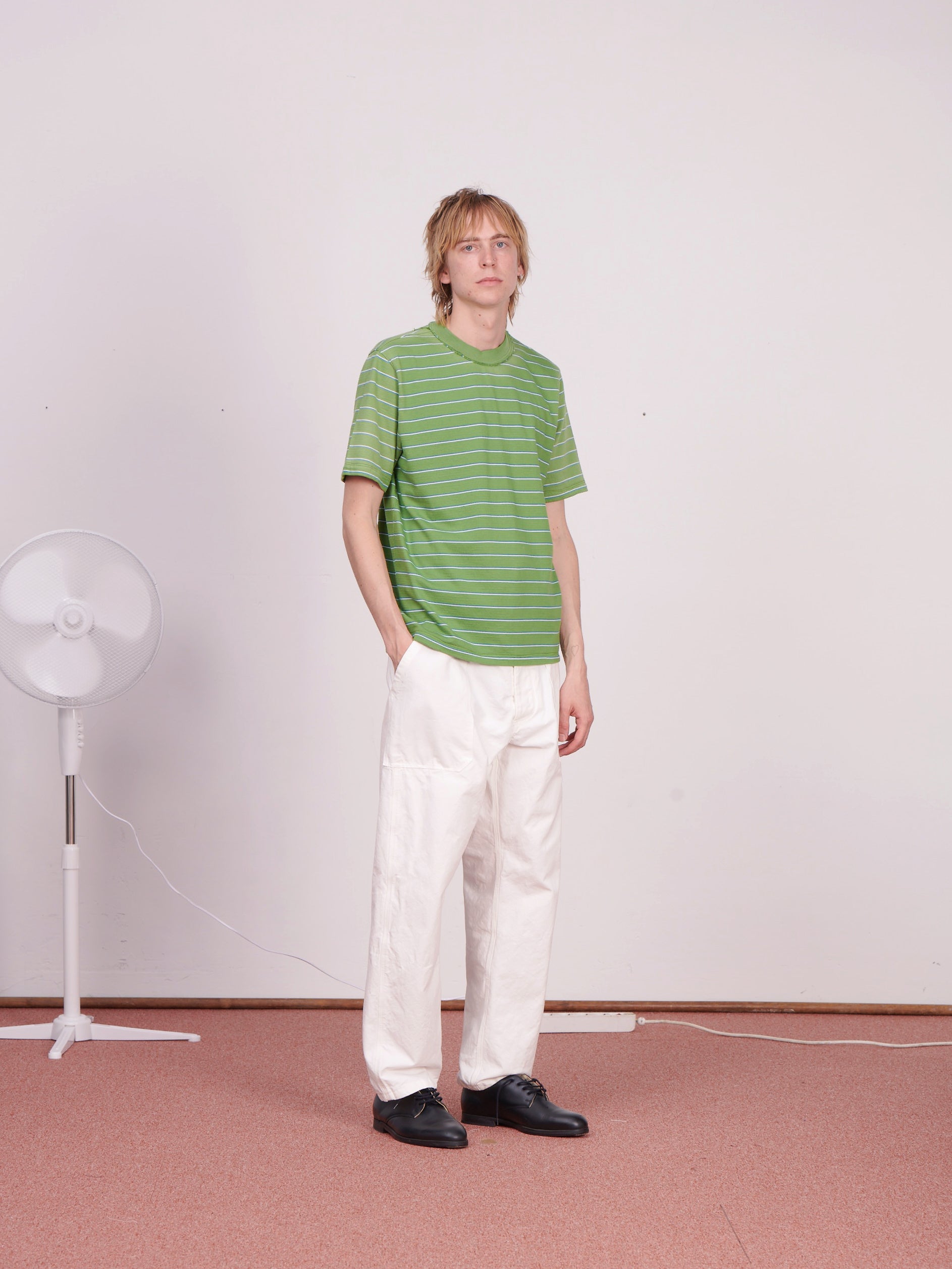CF.23.01.03.01 NORMAL TEE medium dry jersey green/white/blue stripe