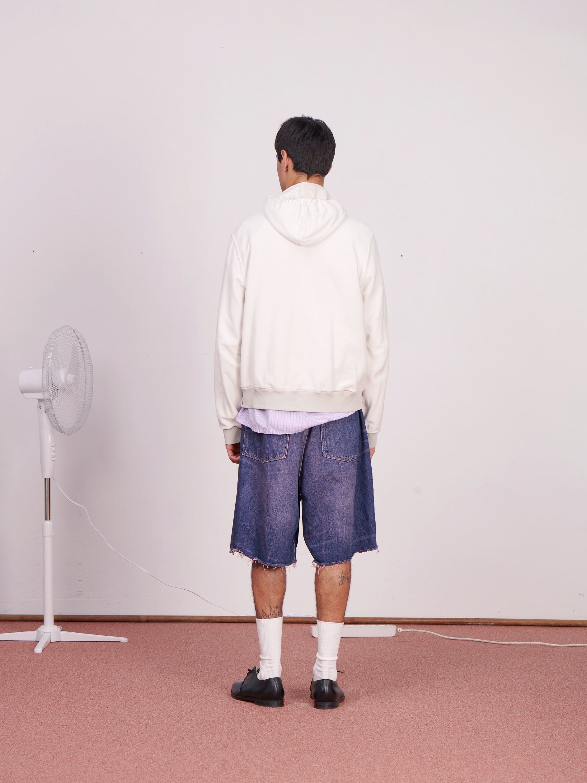 CF.23.02.01.01 FITTED INSIDE-OUT ZIP HOODIE heavy diagonal sweat lily white