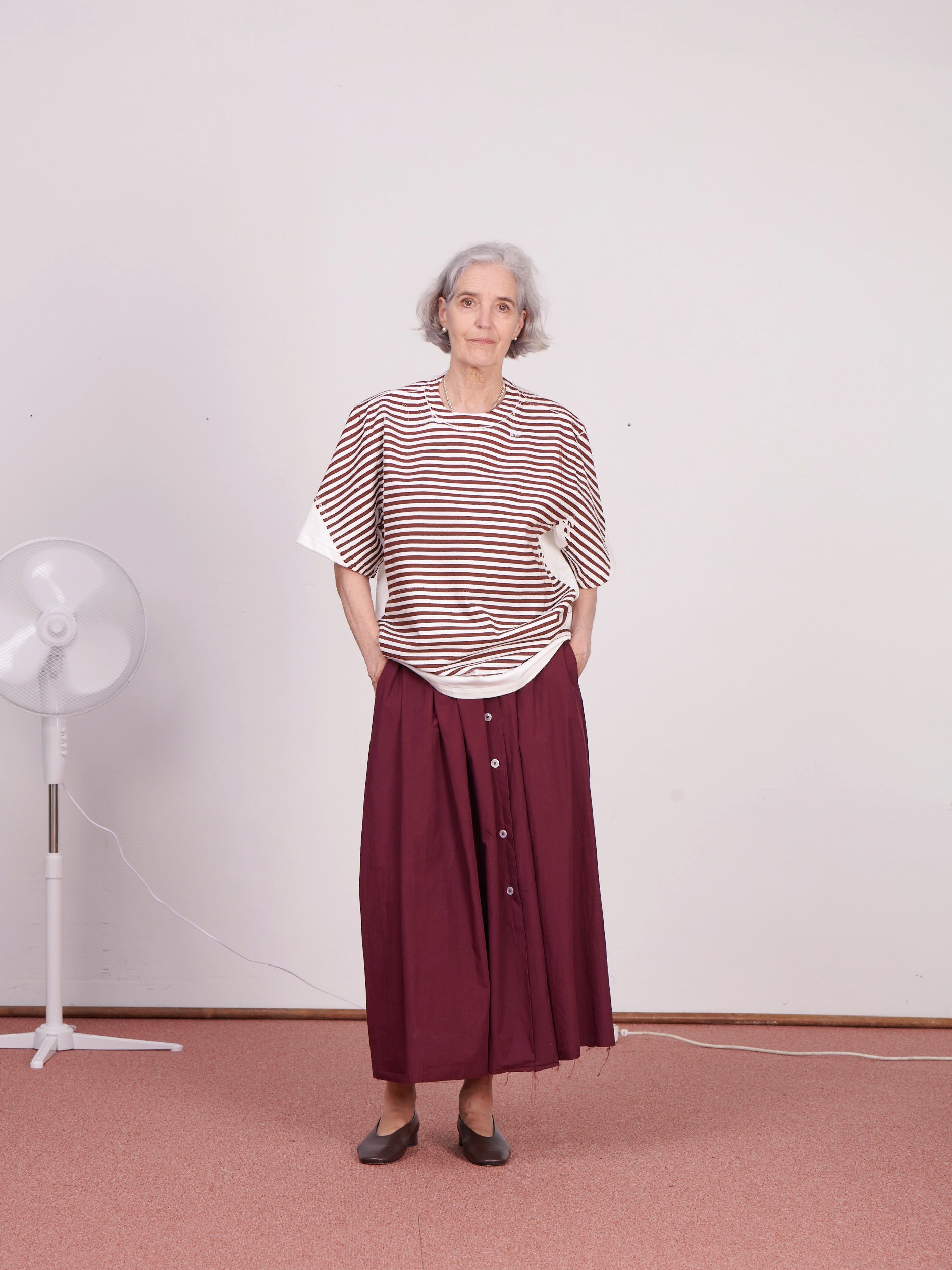 CF.23.01.10.02 STRIPE PRINTED BIG TEE heavy dry jersey white/burgundy