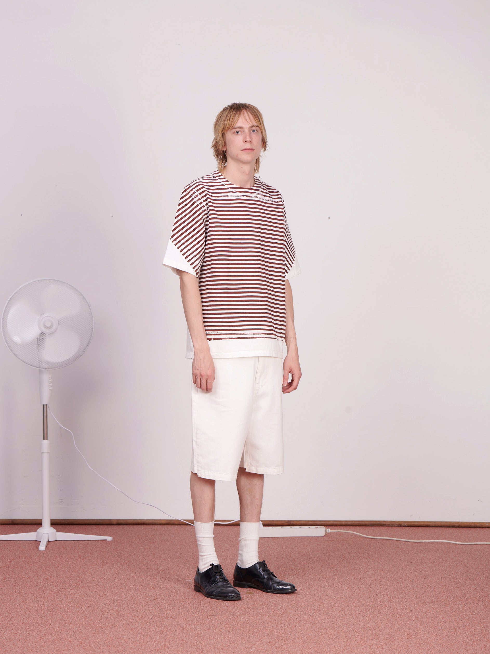 CF.23.01.10.02 STRIPE PRINTED BIG TEE heavy dry jersey white/burgundy
