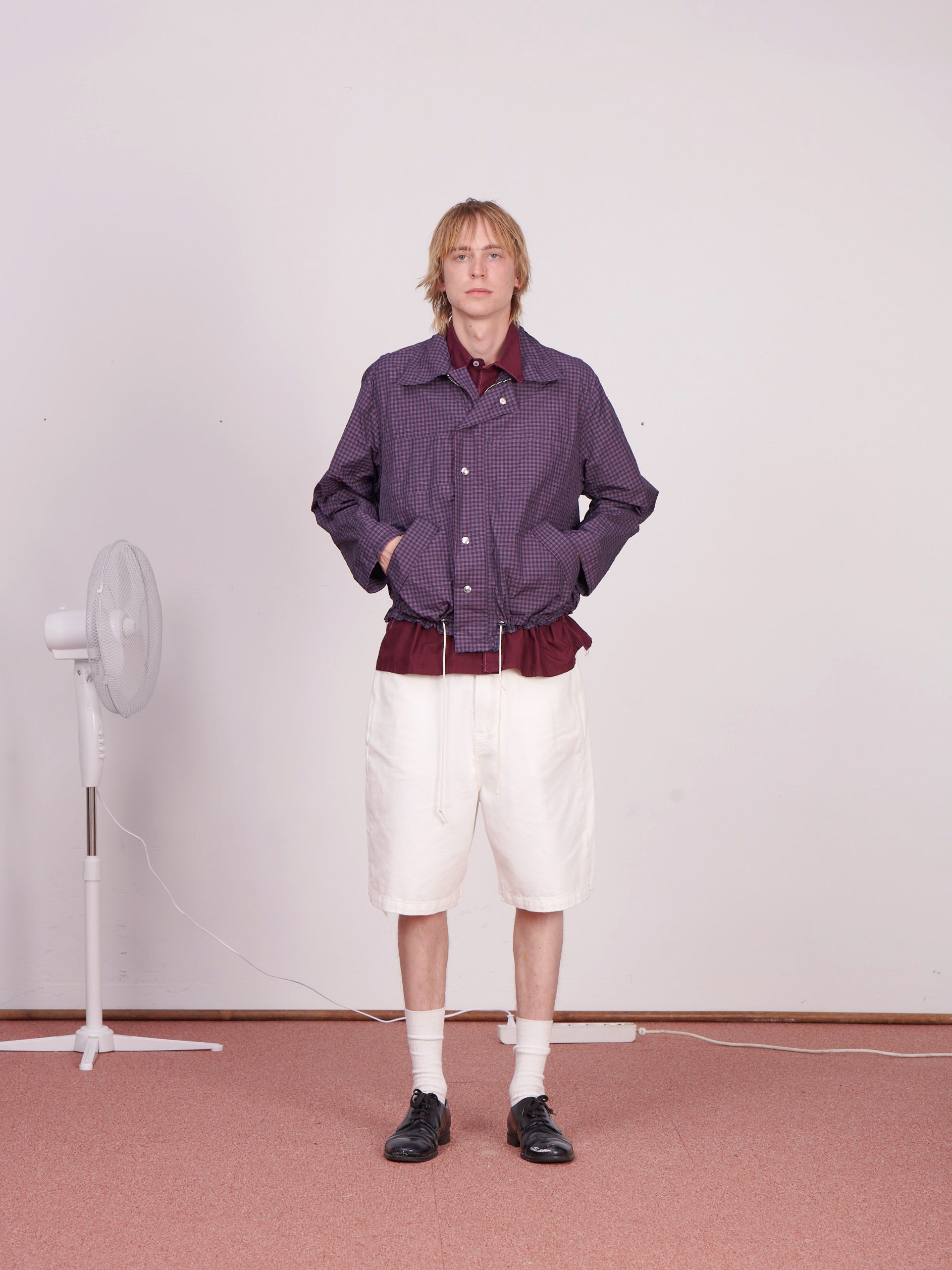 CF.23.10.02.02 STRIPE SIMPLE JACKET technical polyester navy/red check