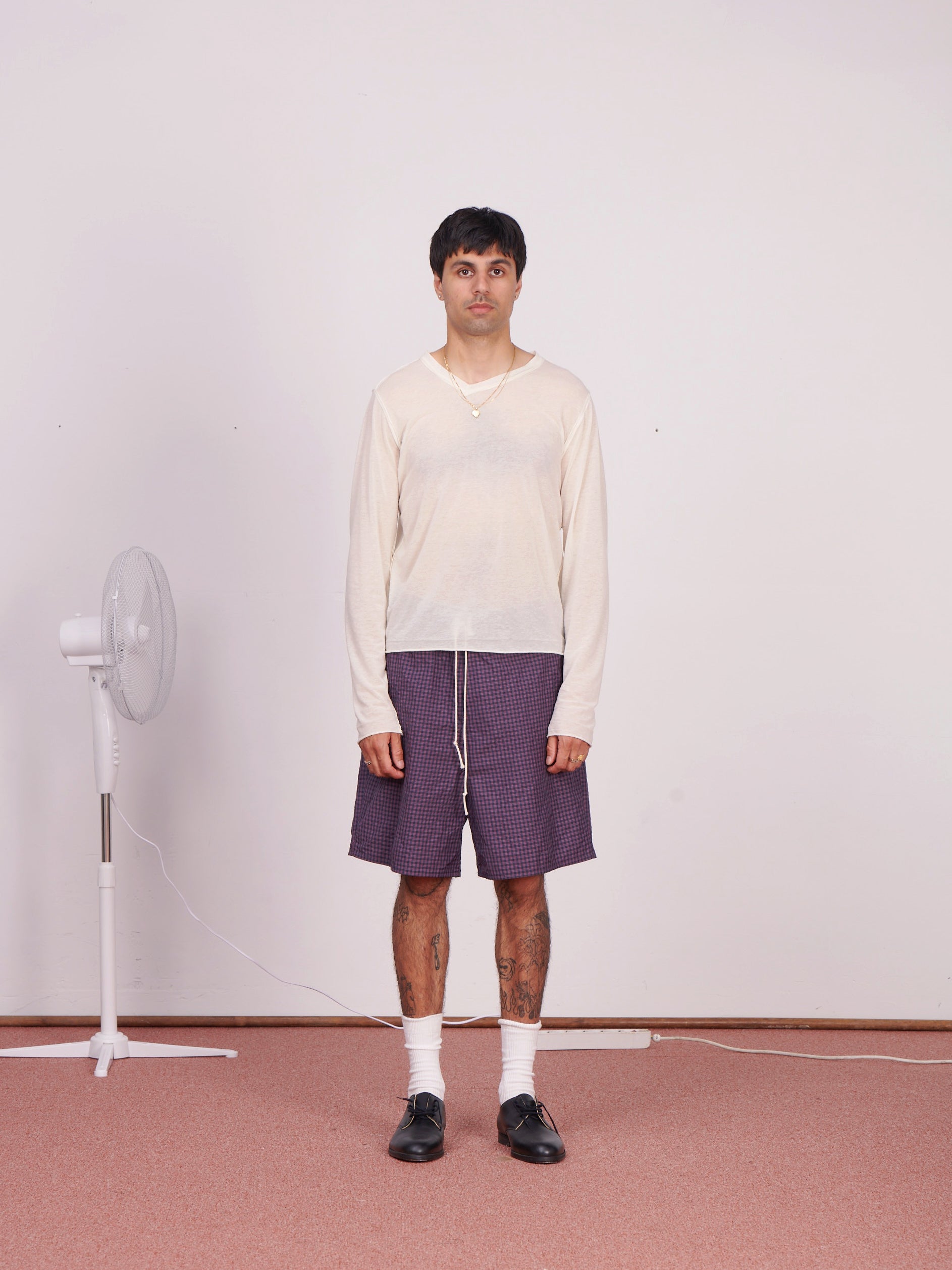 CF.23.13.02.03 KNEE SHORTS technical polyester navy/red check