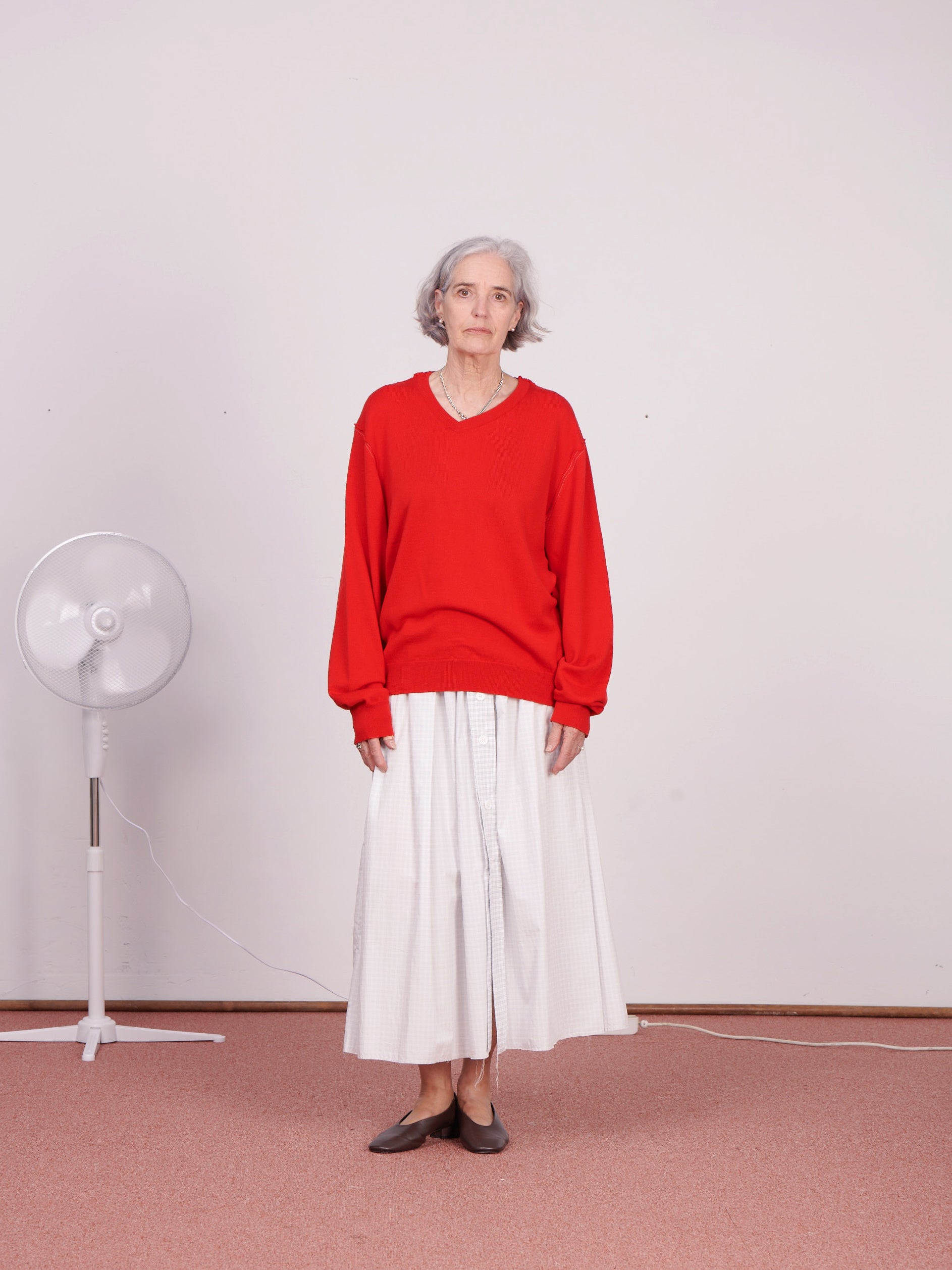 CF.23.03.04.02 V-NECK FRANKENSTEIN merino wool jersey red