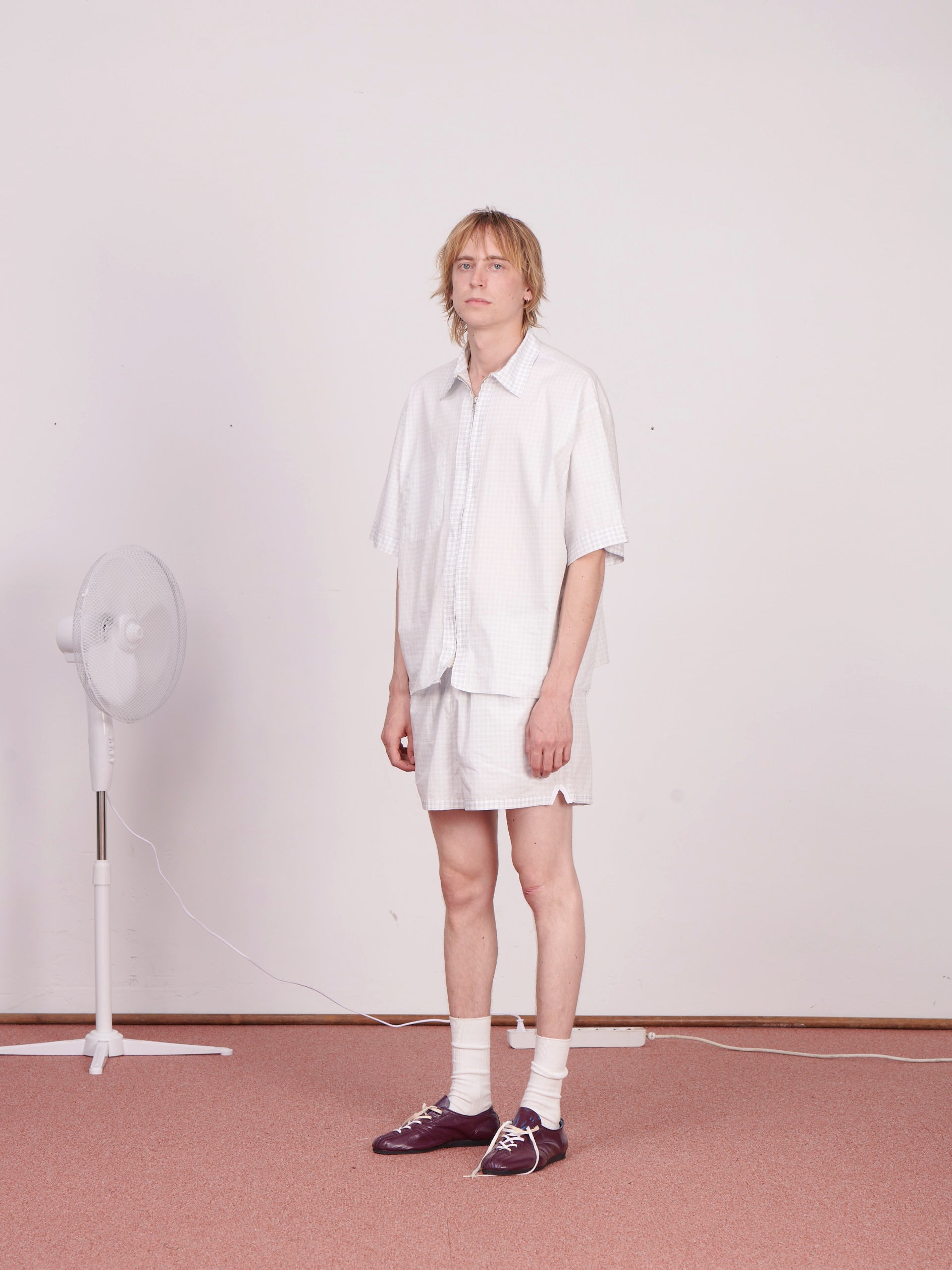CF.23.04.01.02 SS - ZIP SHIRT shirting blue/white inside-out check