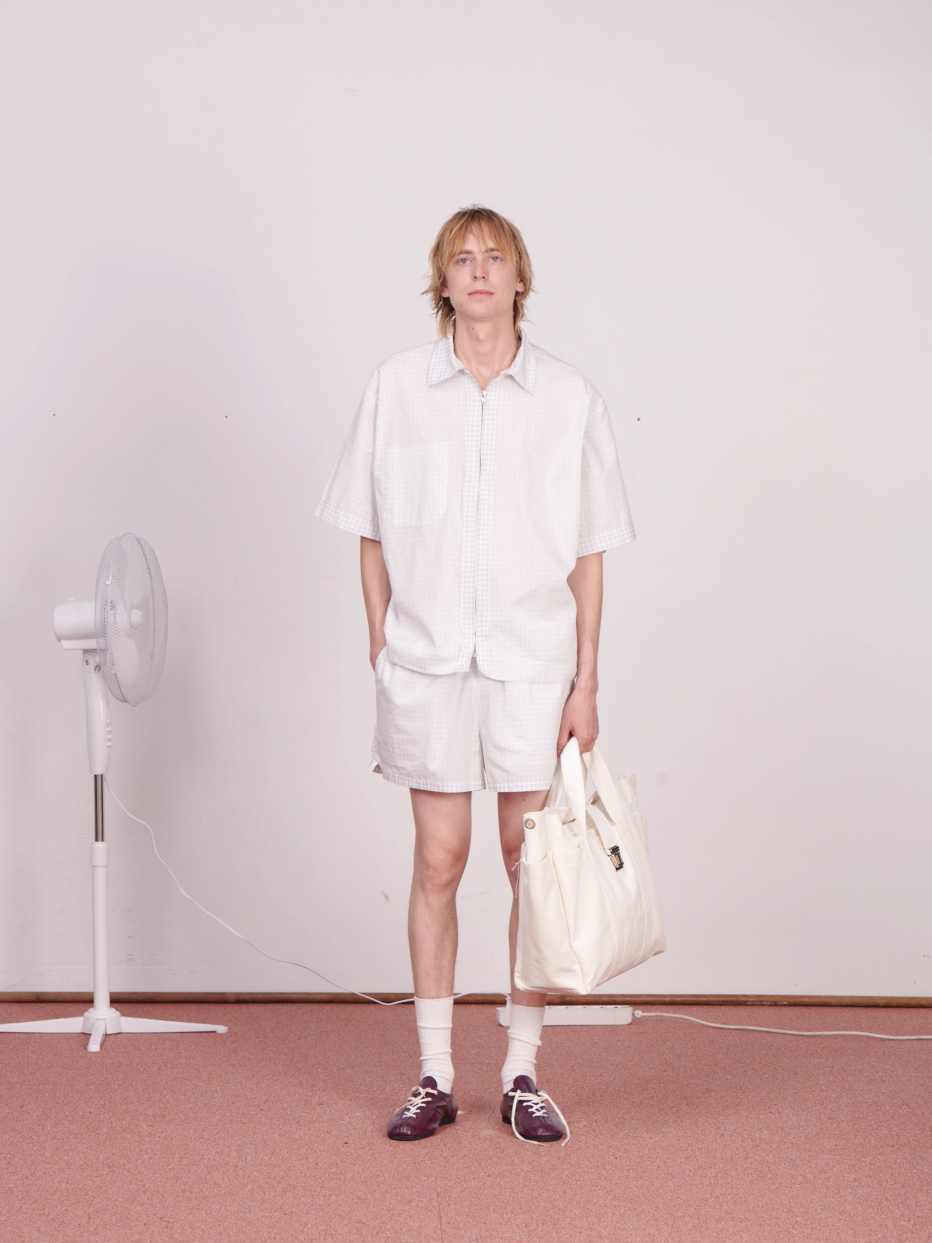 CF.23.04.01.02 SS - ZIP SHIRT shirting blue/white inside-out check