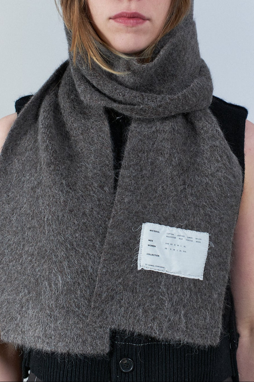 CF.20.03.08.01 HAIRY BALACLAVA SCARF BROWN – Camiel Fortgens