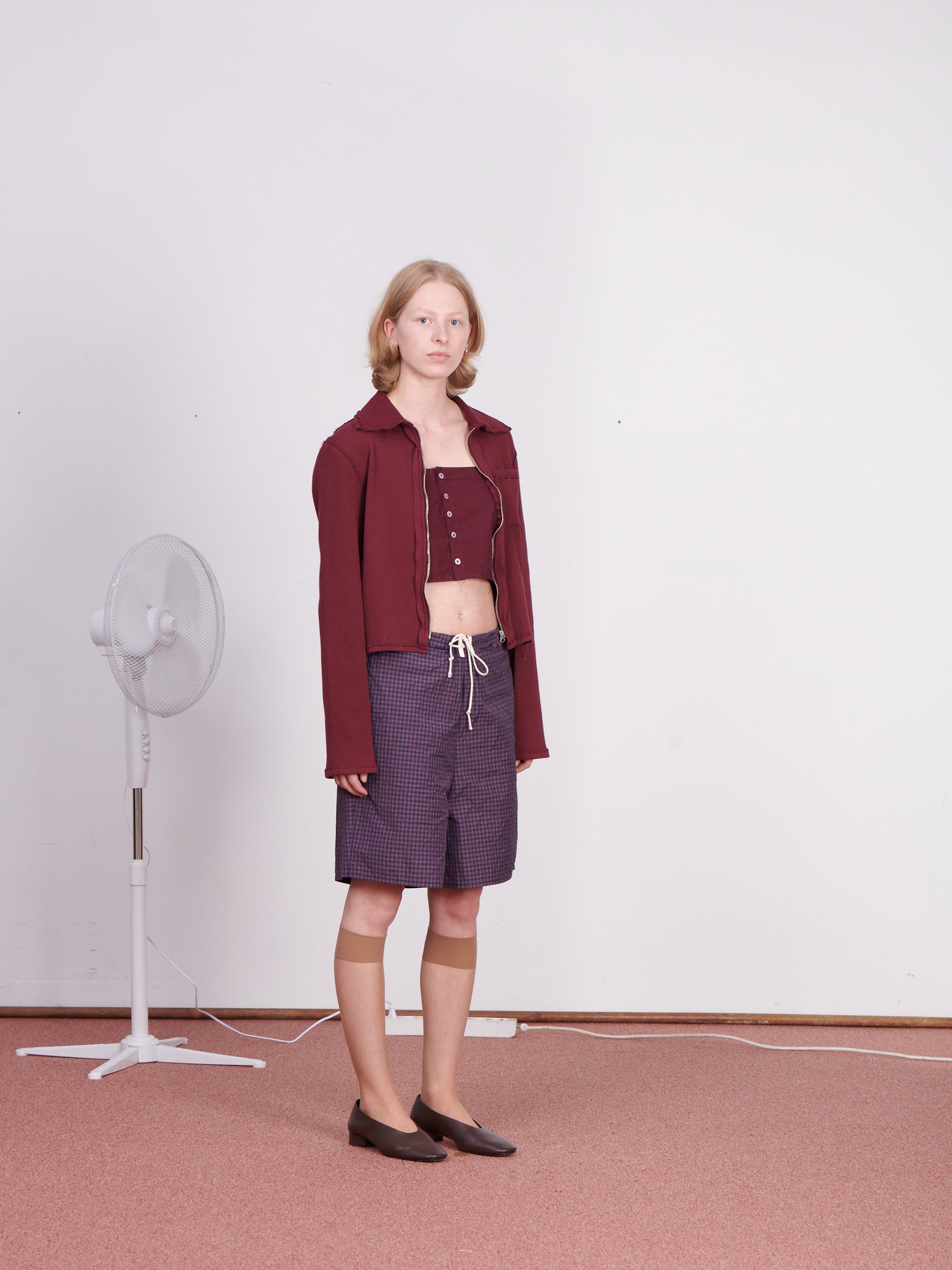 CF.23.01.08.01 FITTED RIB ZIP-CARDI 2x1 heavy rib burgundy