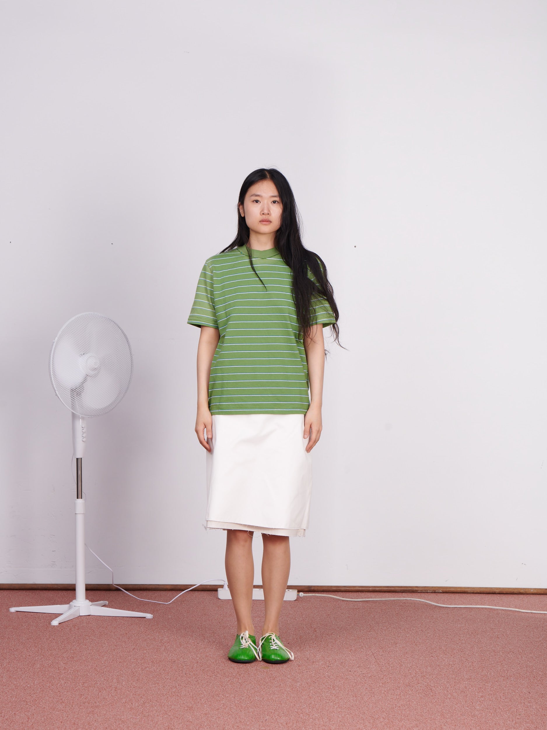 CF.23.01.03.01 NORMAL TEE medium dry jersey green/white/blue stripe