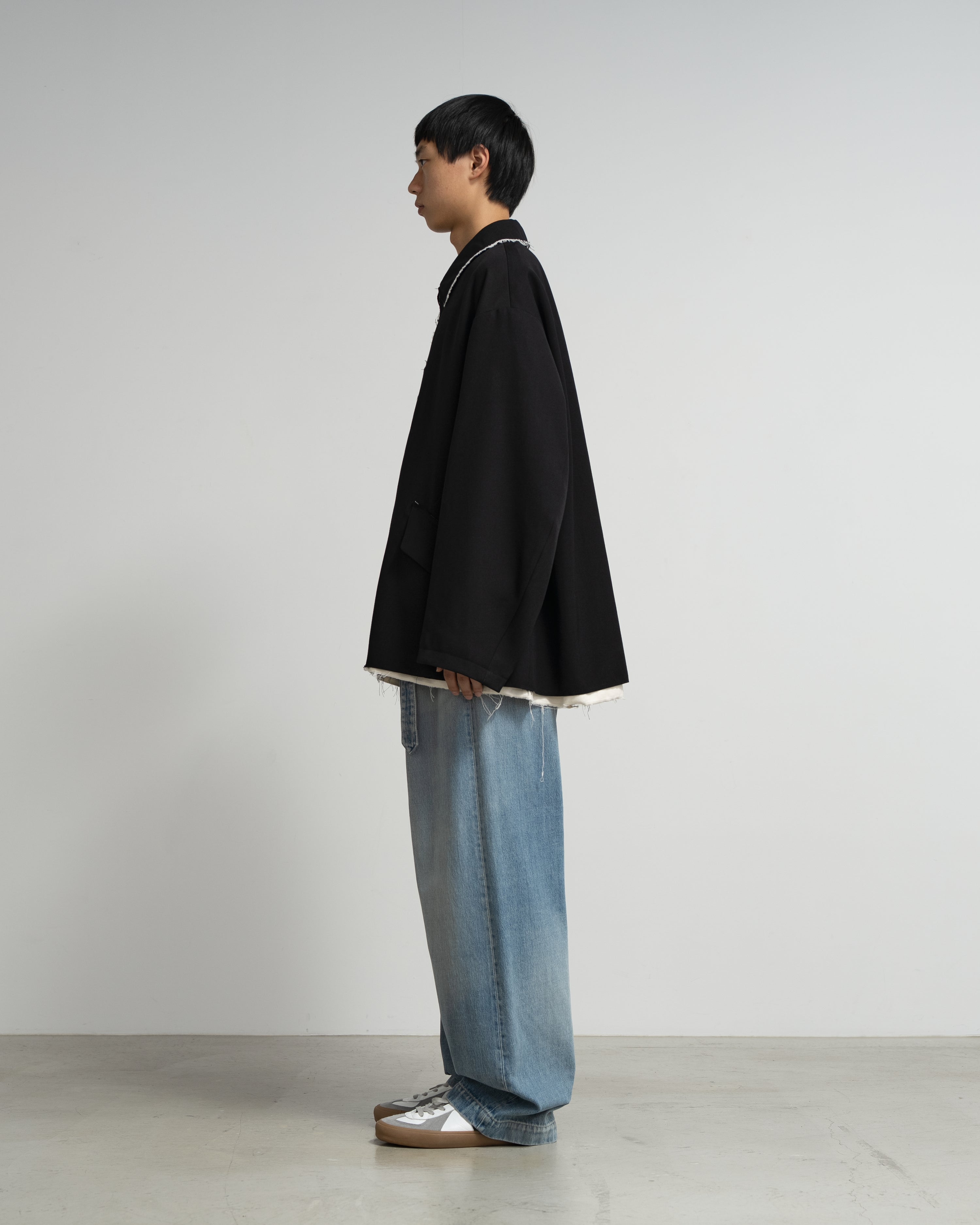 CF.GP Back Satin Gabardine Bal Collar Coat