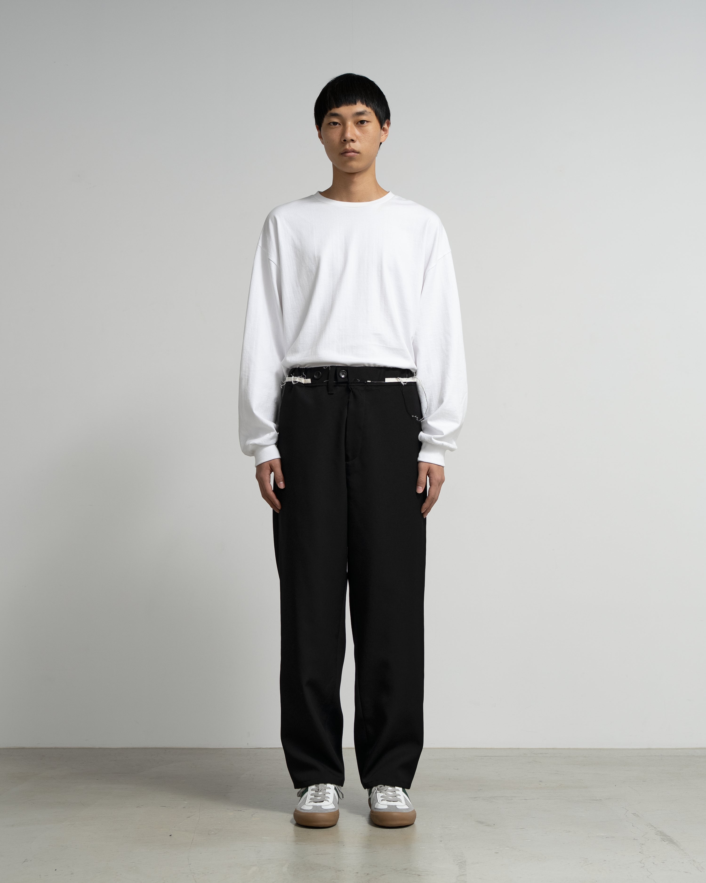 CF.GP Scale Off Wool Adjustable Tab Wide Pants black