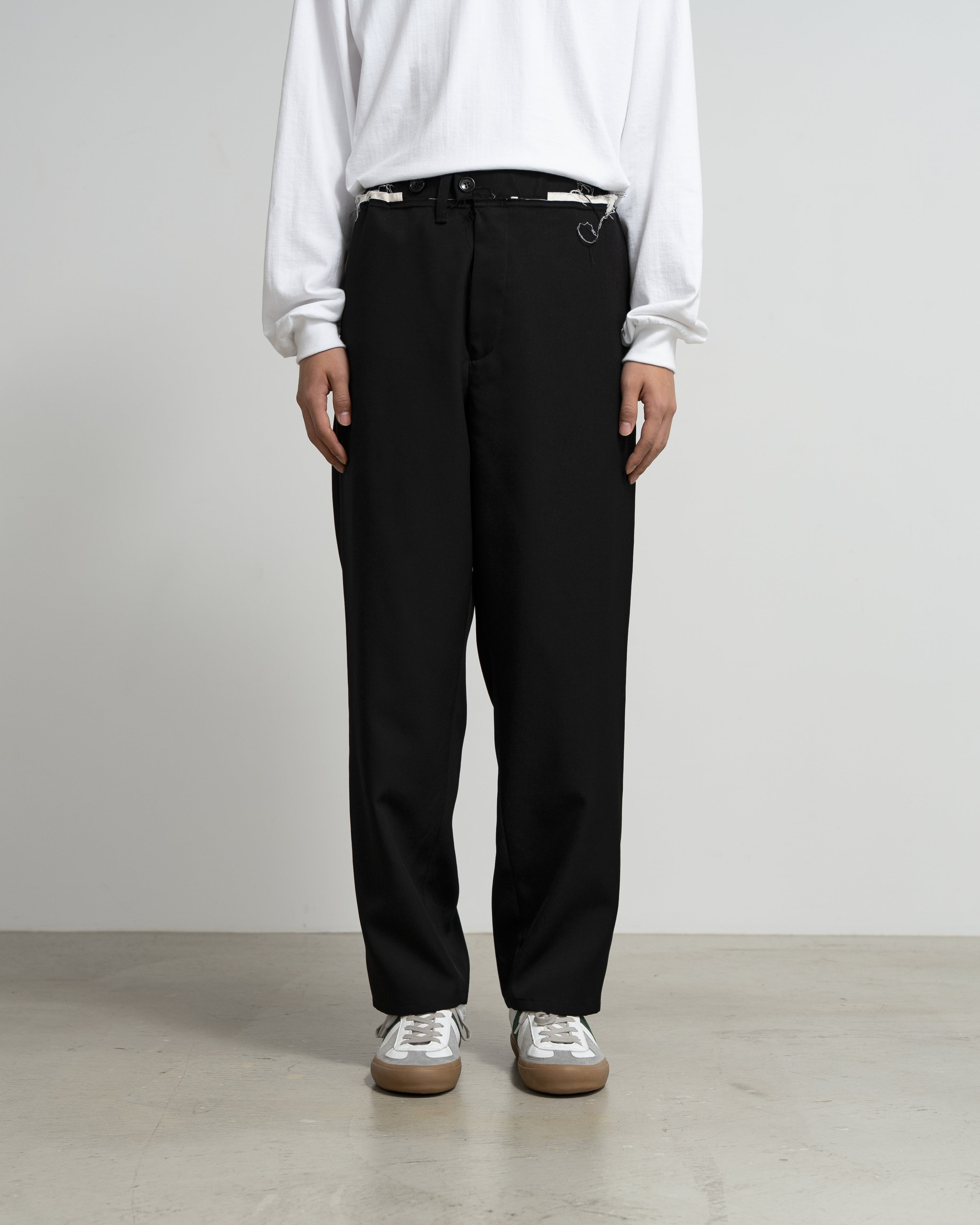 CF.GP Scale Off Wool Adjustable Tab Wide Pants black
