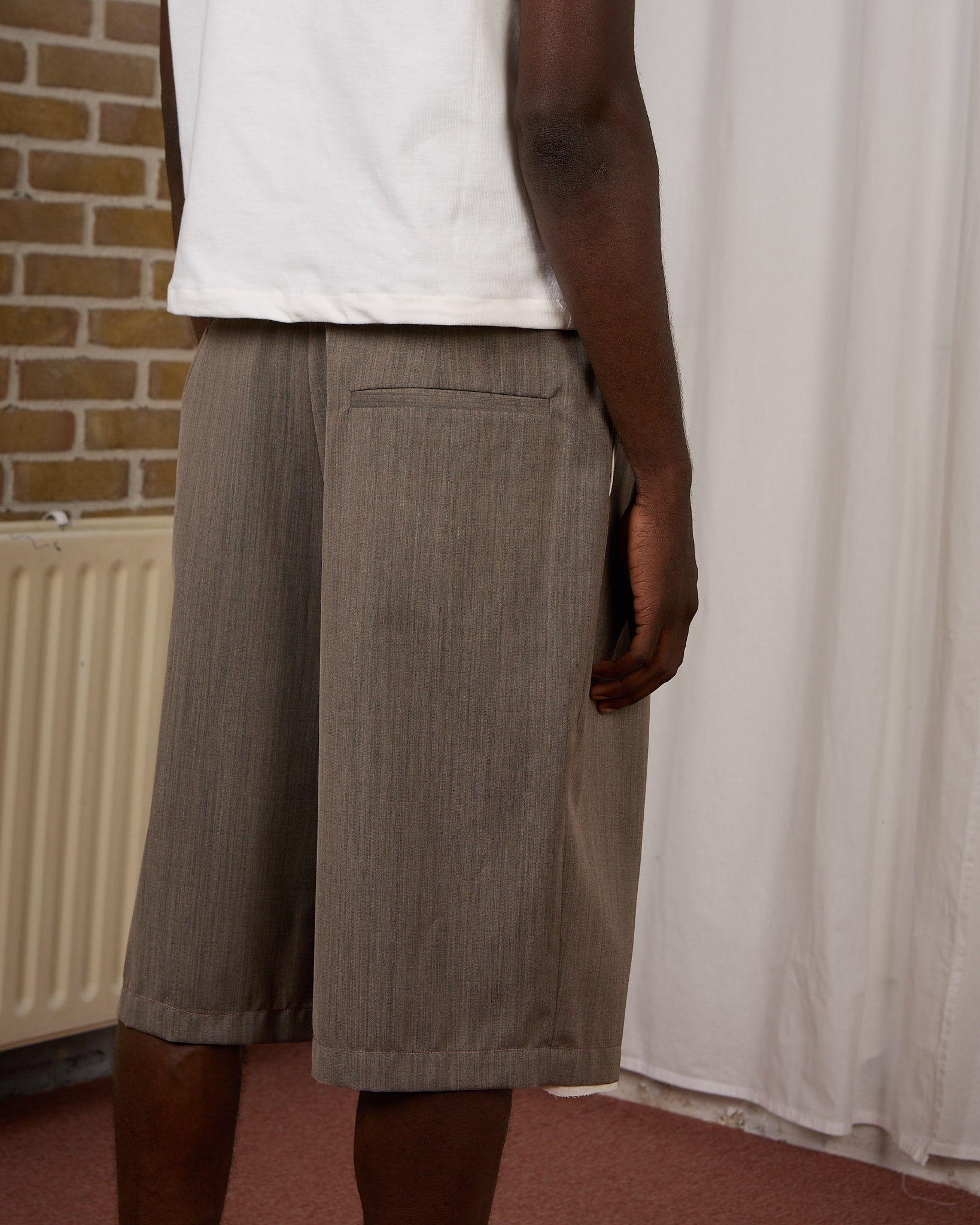 CF.23.13.04.01 SUIT PANTS SHORTS tropical wool brown melange