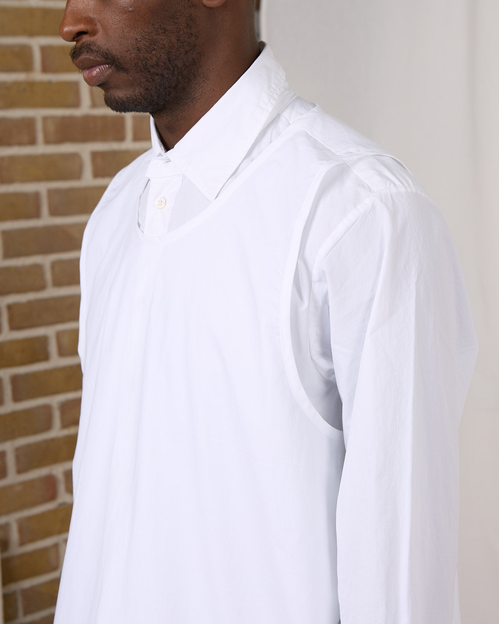 CF.23.RESEARCH.17.03 DOUBLE TANK/SHIRT WOVEN shirting cotton crisp white