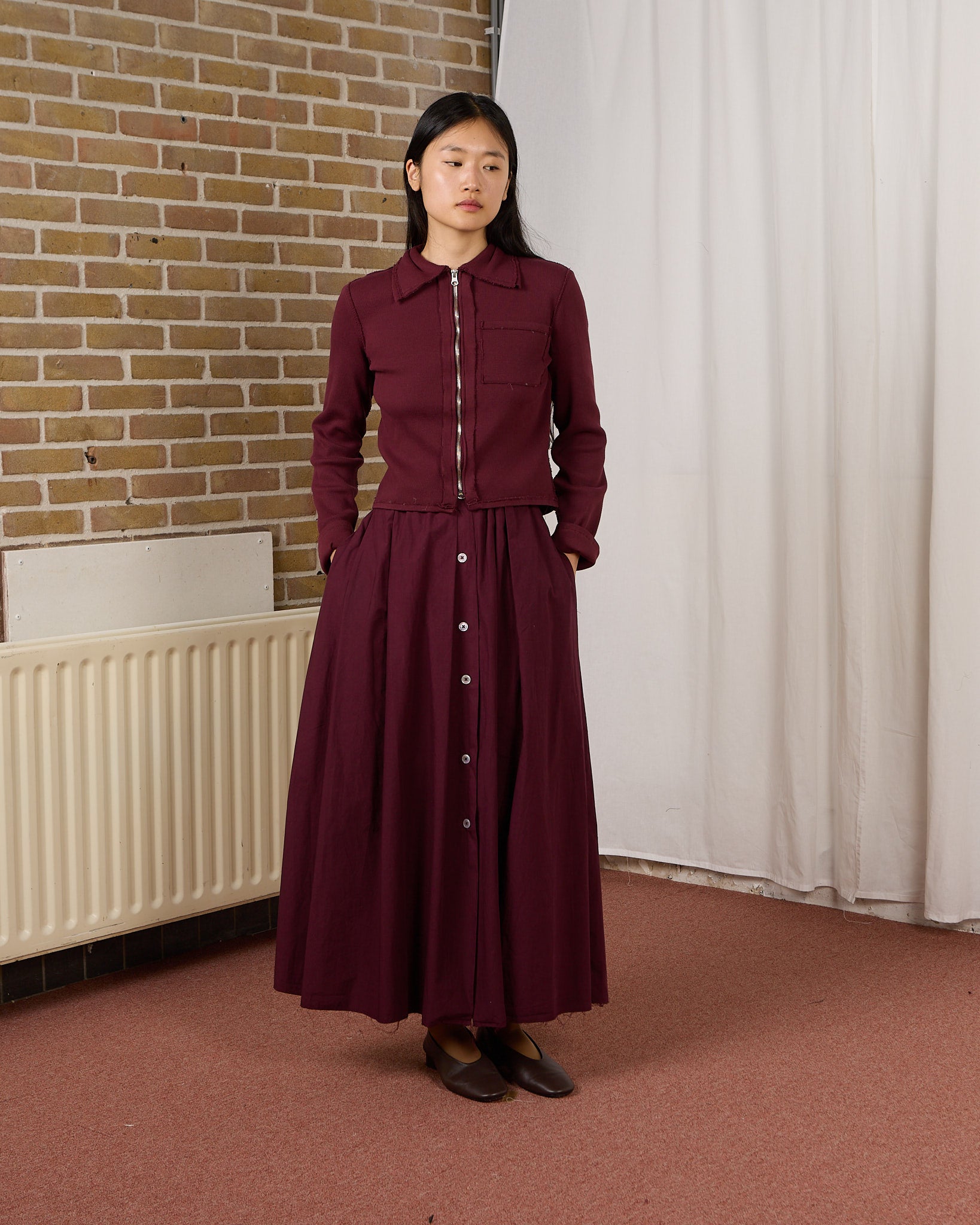 CF.23.07.04.01 TOPLESS DRESS papertouch shirting burgundy