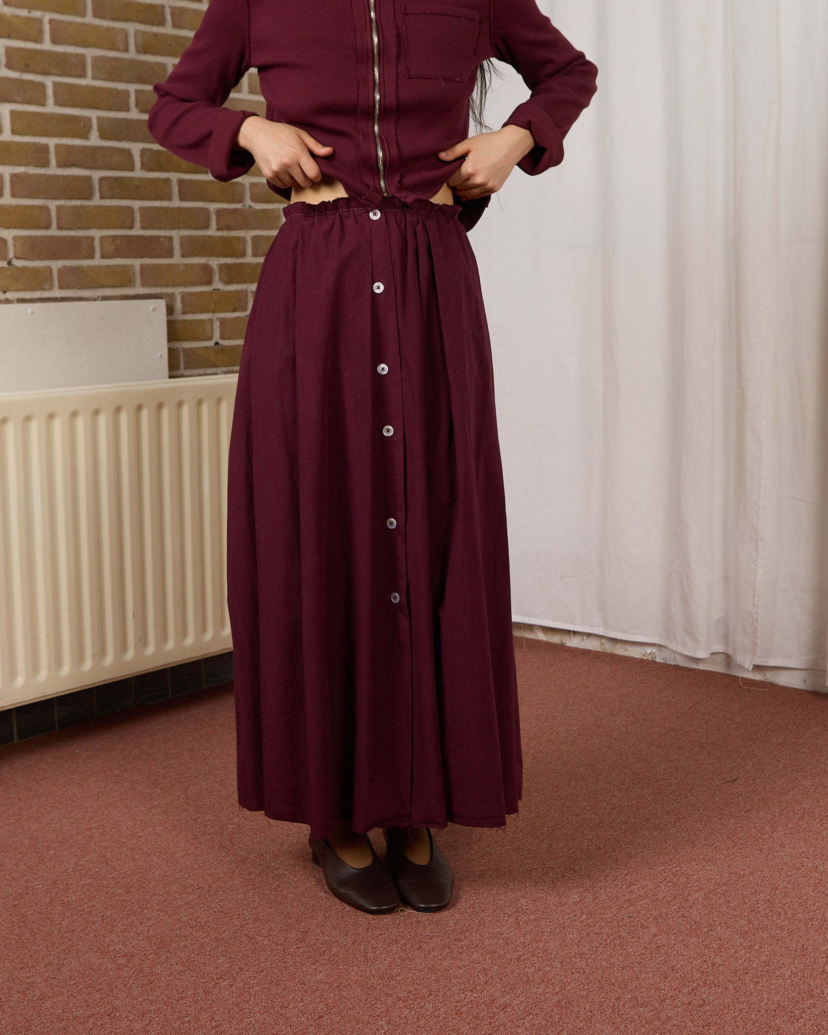 CF.23.07.04.01 TOPLESS DRESS papertouch shirting burgundy