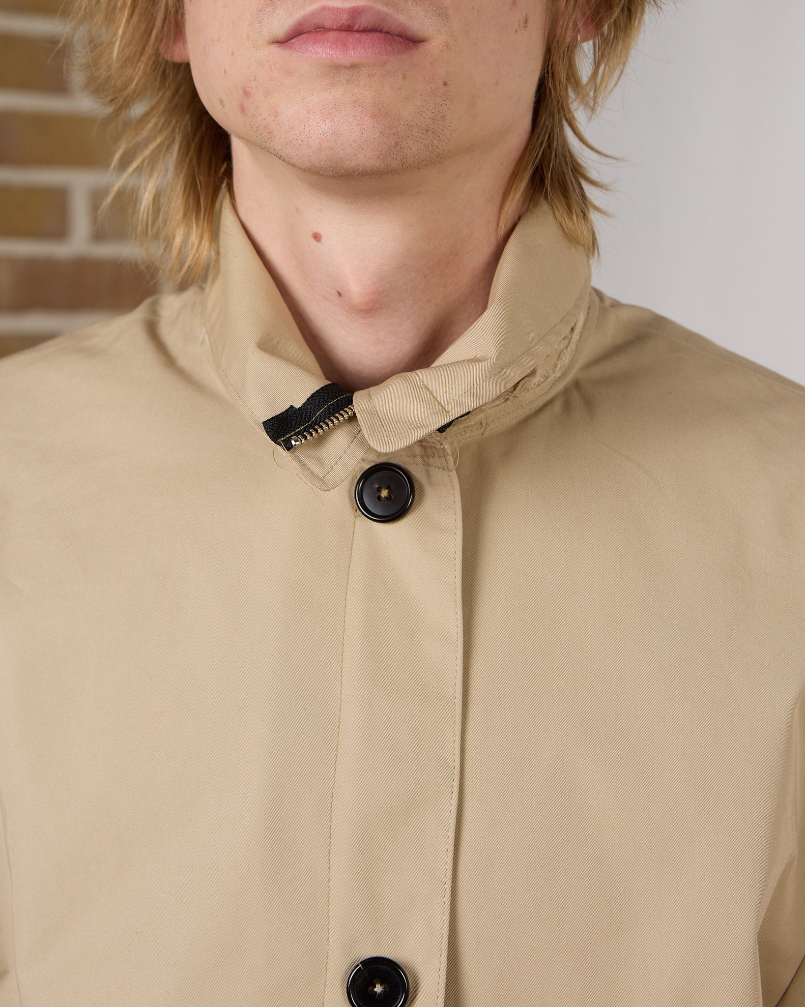 CF.23.RESEARCH.17.01 FOLDED ZIP TRENCH COAT macintosh twill beige or mud grey