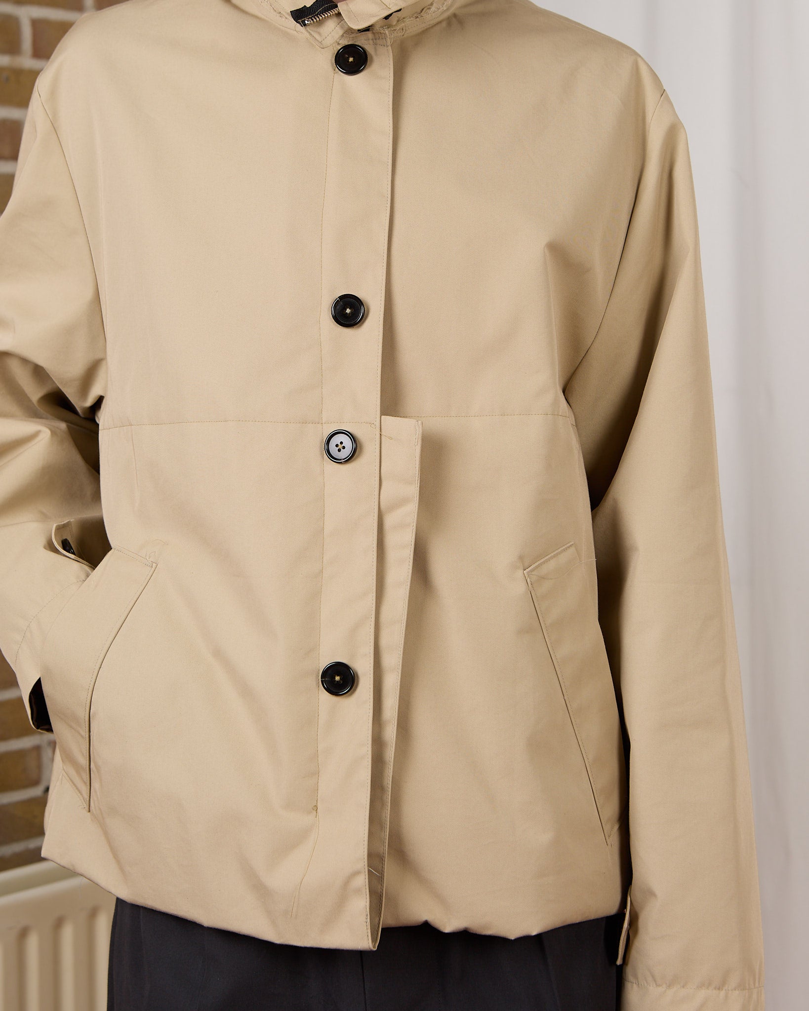 CF.23.RESEARCH.17.01 FOLDED ZIP TRENCH COAT macintosh twill beige or mud grey