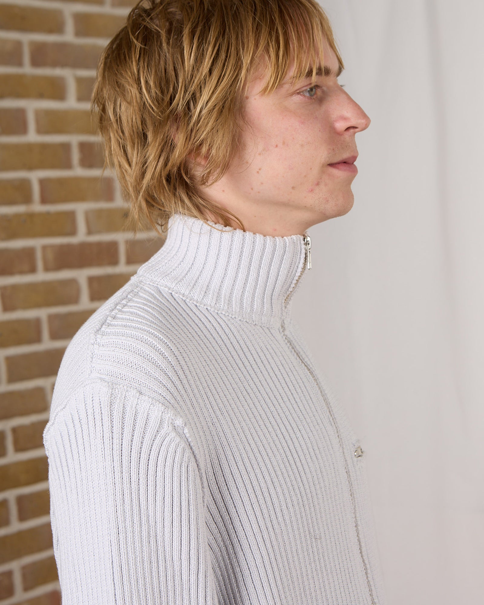 CF.23.03.05.01 ZIP-UP KNIT cotton 2x2 rib vintage off-white