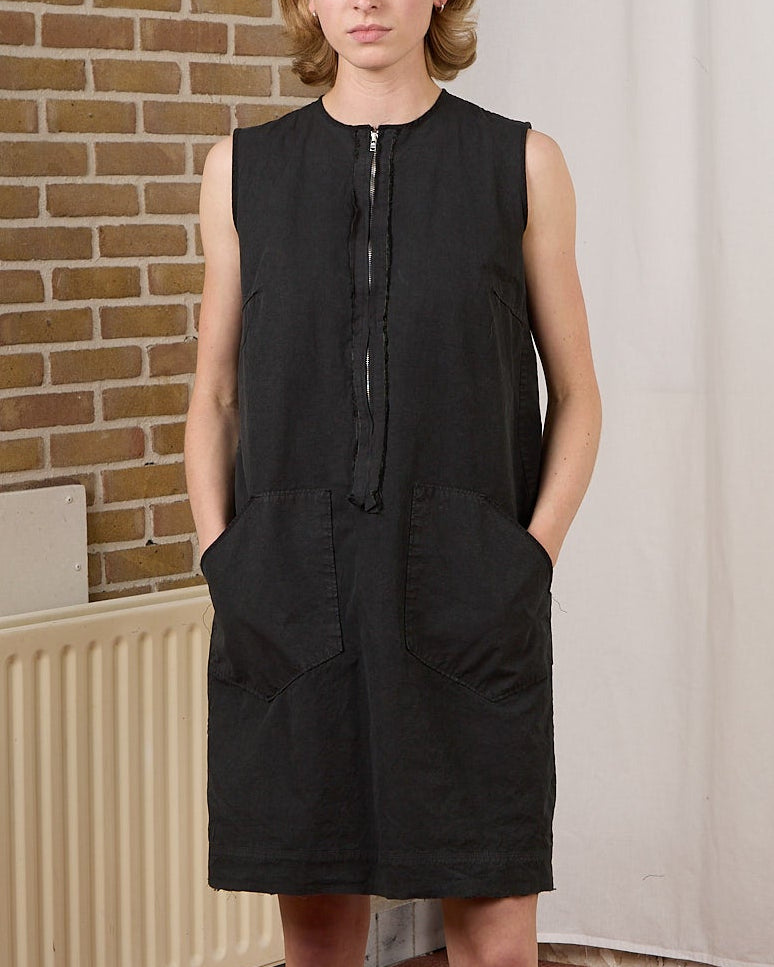 CF.23.08.02.01 FARMER DRESS light canvas dark green