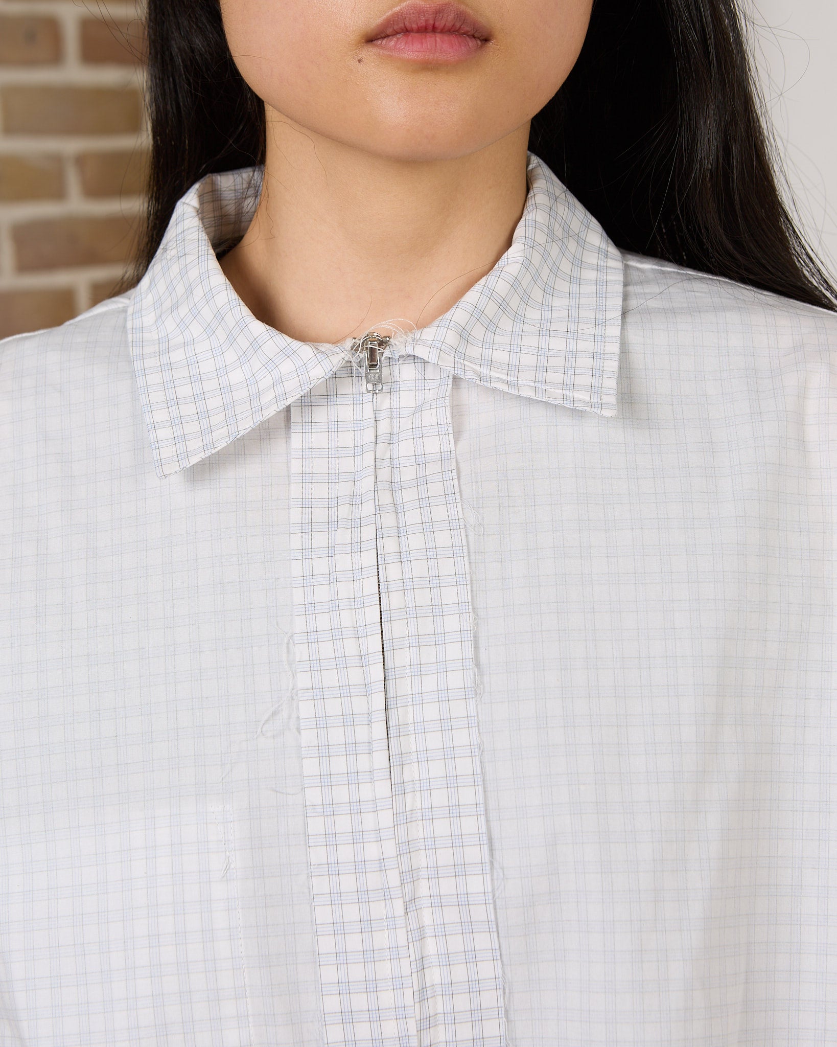 CF.23.04.01.02 SS - ZIP SHIRT shirting blue/white inside-out check