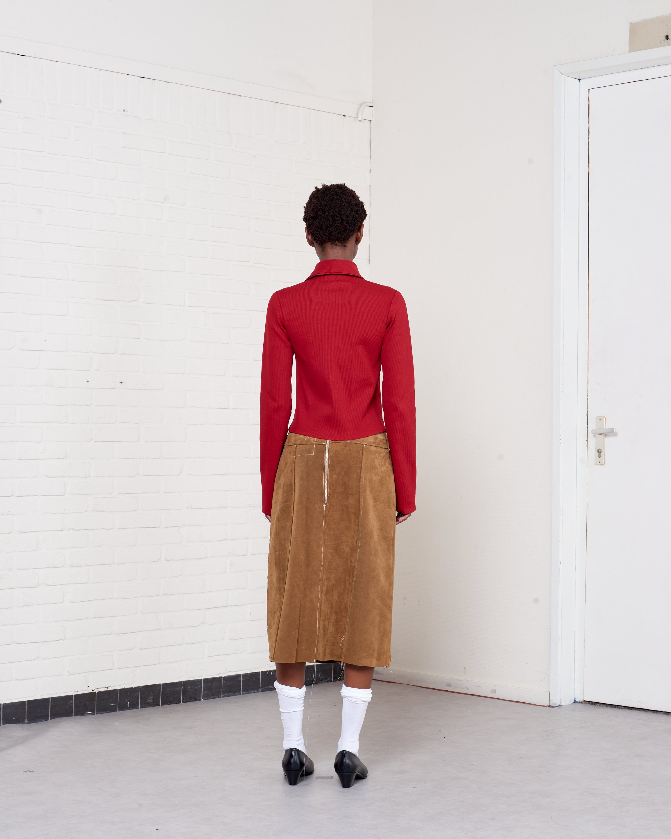 CF.21.01.07.02 FITTED ZIP CARDIGAN rib jersey red – Camiel Fortgens