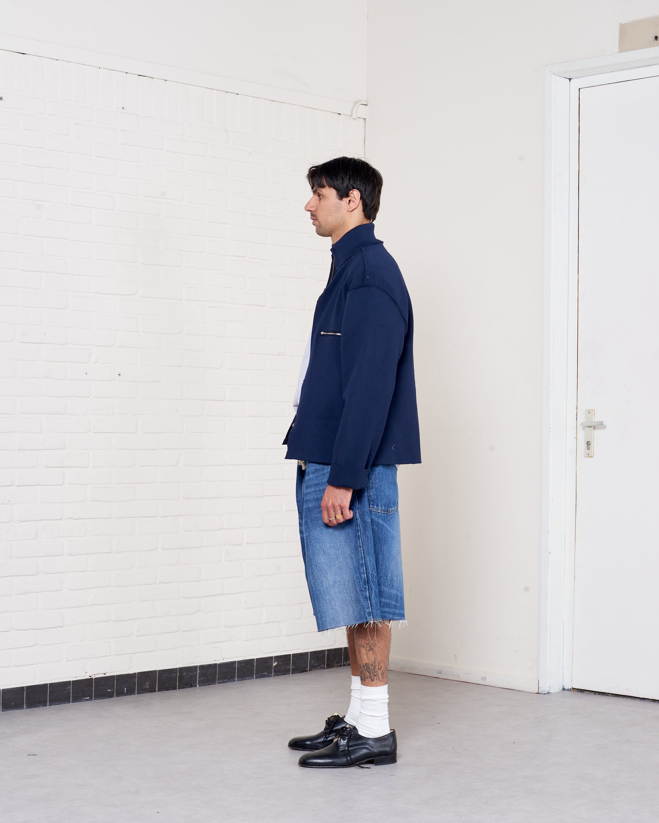 CF.21.03.06.02 ZIP UP KNIT heavy rib knit navy