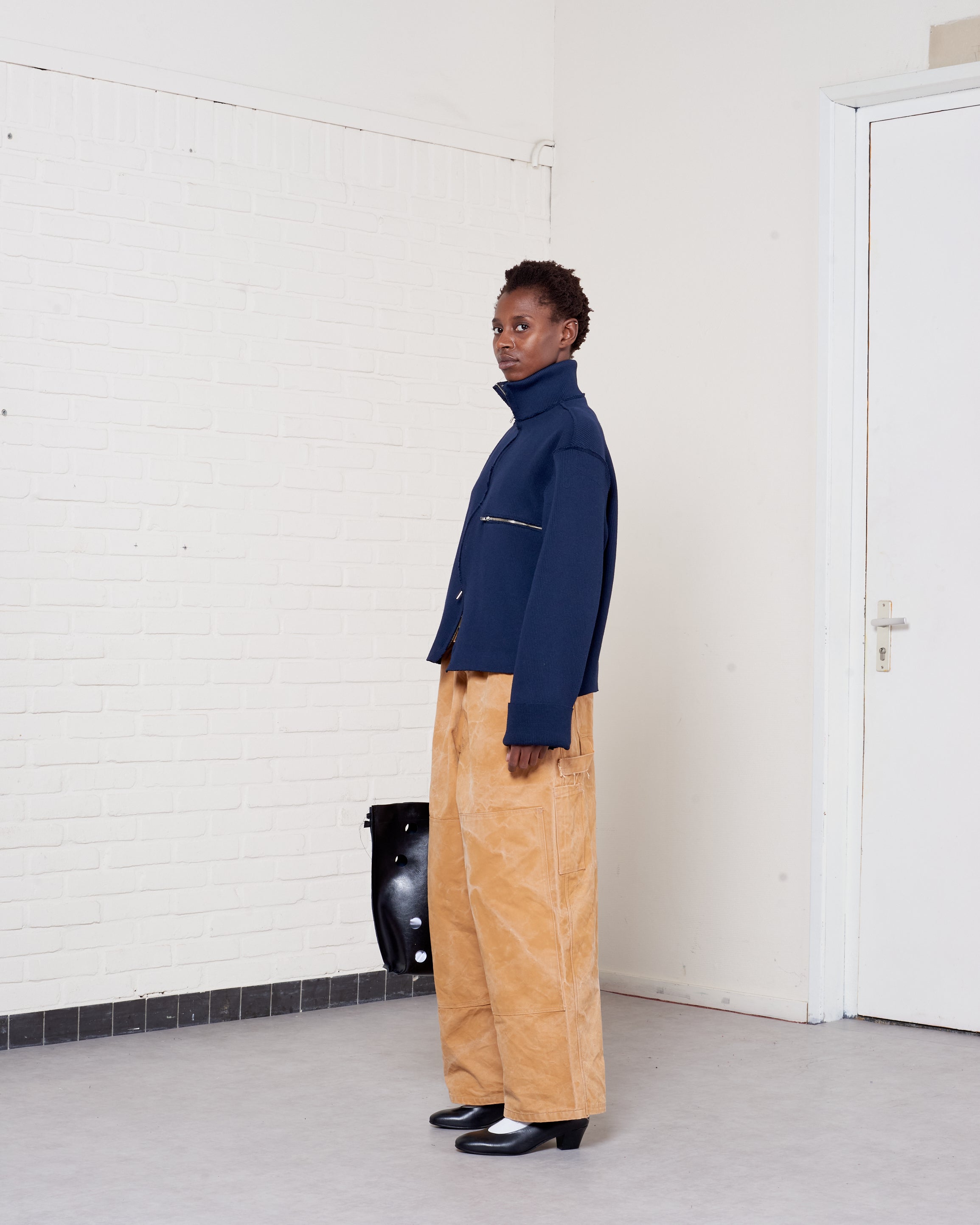 CF.21.03.06.02 ZIP UP KNIT heavy rib knit navy