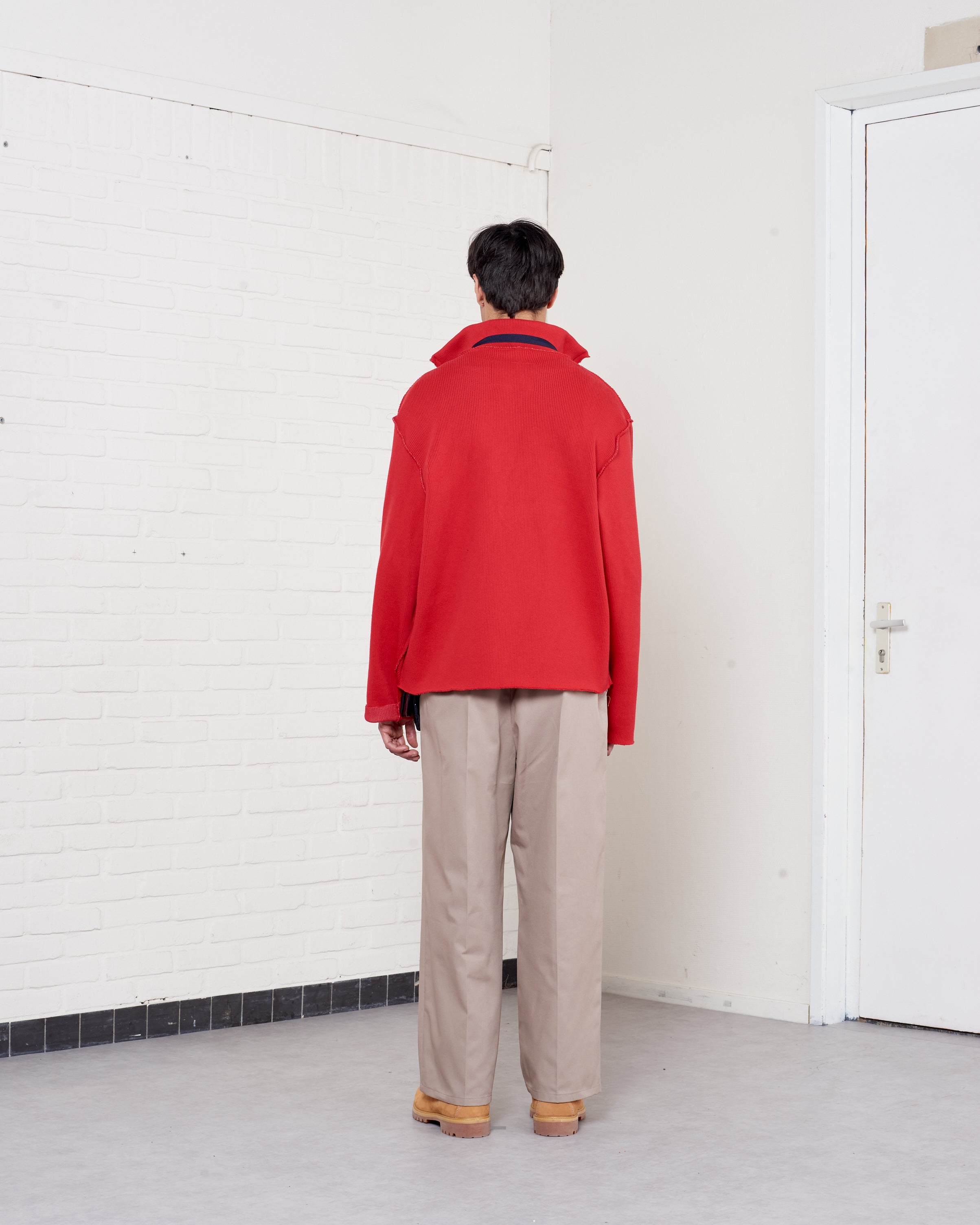 CF.21.03.06.01 ZIP UP KNIT heavy rib knit red