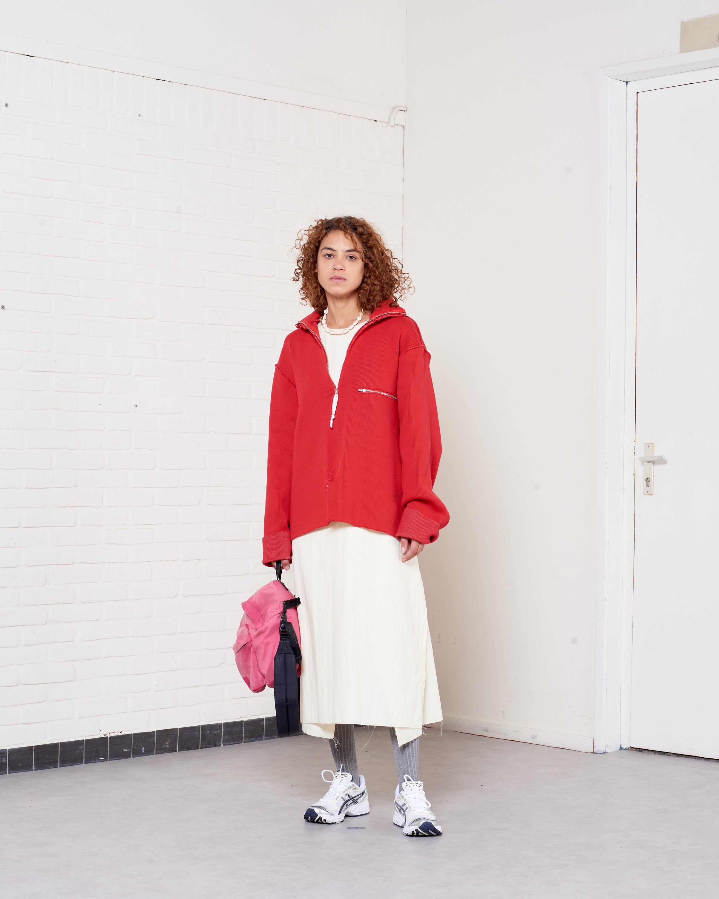 CF.21.03.06.01 ZIP UP KNIT heavy rib knit red