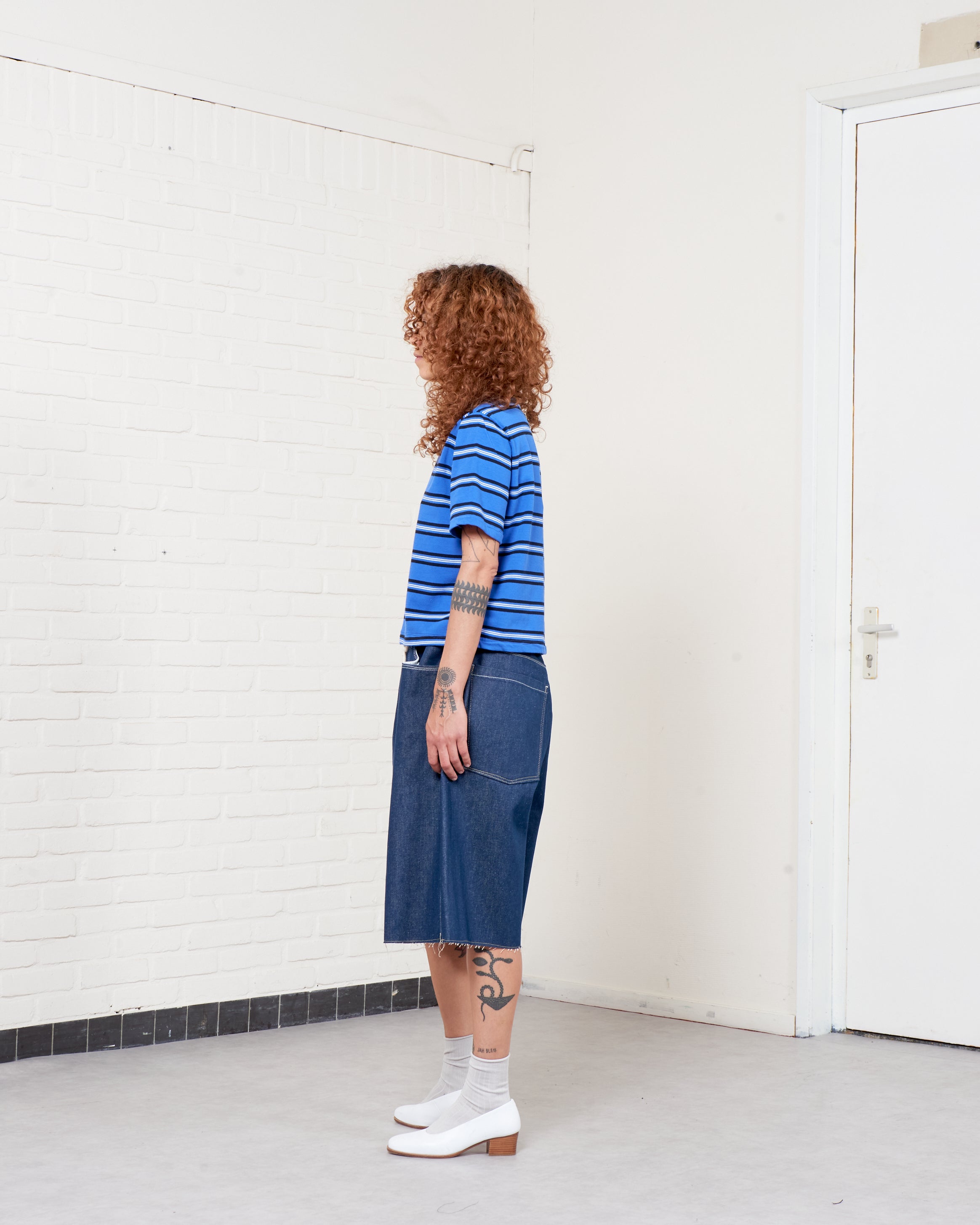 CF.21.01.03.05 NORMAL TEE SS rib jersey blue/black/white stripe