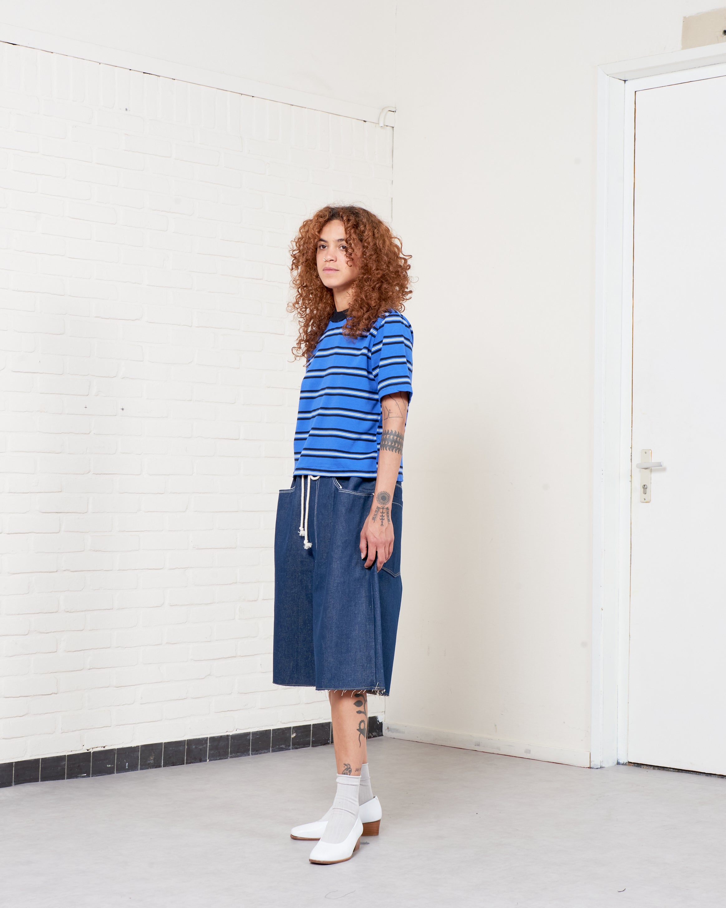 CF.21.01.03.05 NORMAL TEE SS rib jersey blue/black/white stripe
