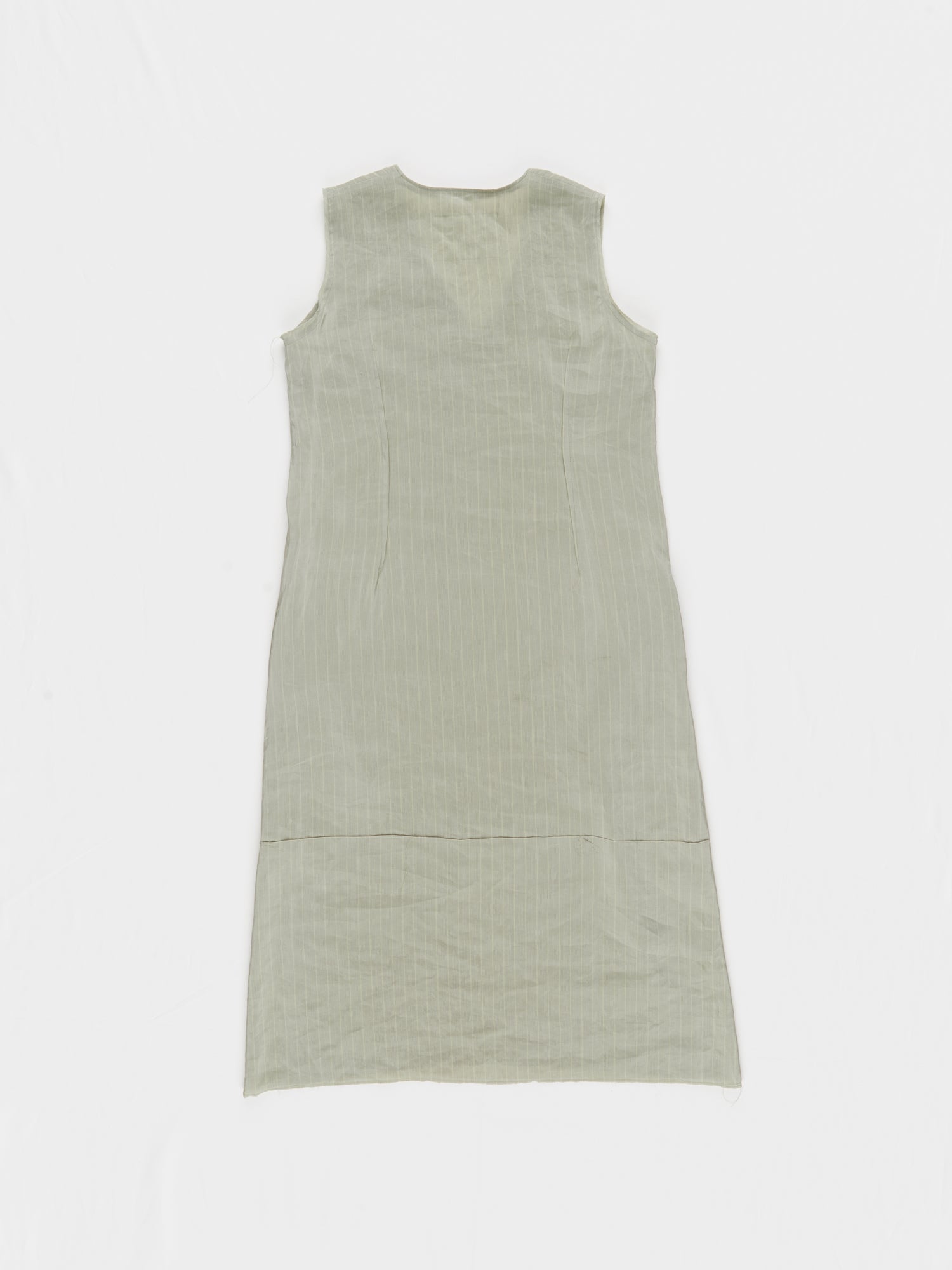 CF.23.08.04.02 V-NECK DRESS silky shirting green/blue stripe